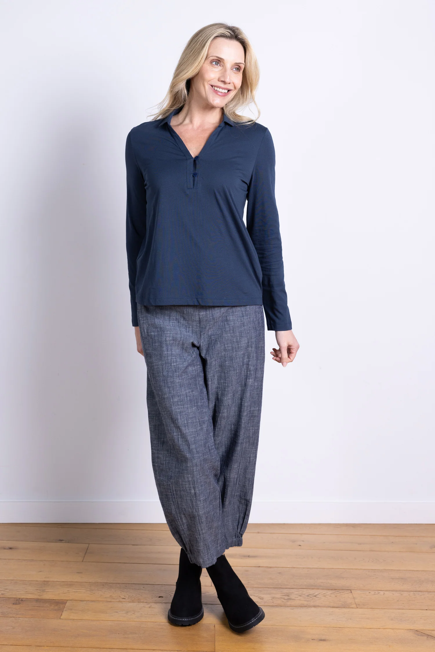 AW25 Collared Jersey Top - Oxford - Image 4