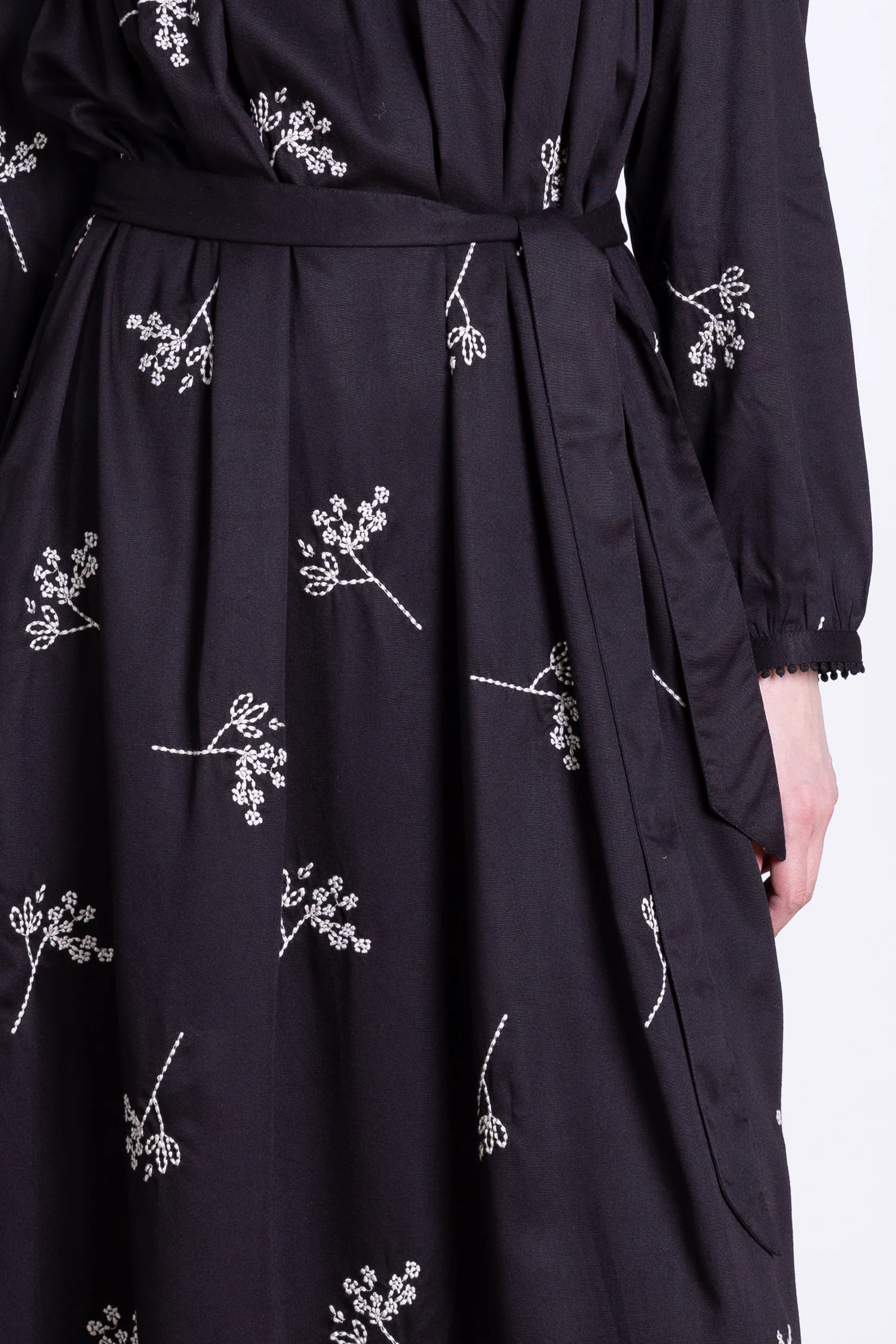 AW25 Embroidered Midi Dress - Black - Image 3