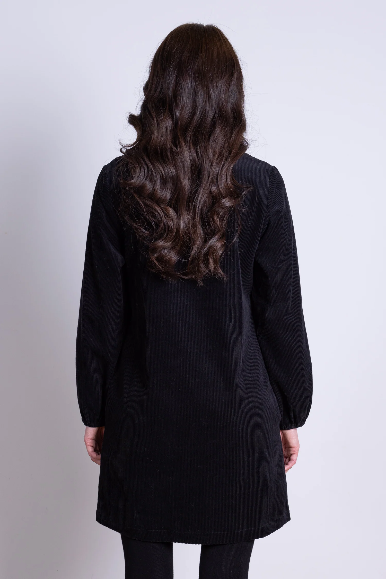 AW25 Gathered Cuff Tunic Dress - Black - Image 4