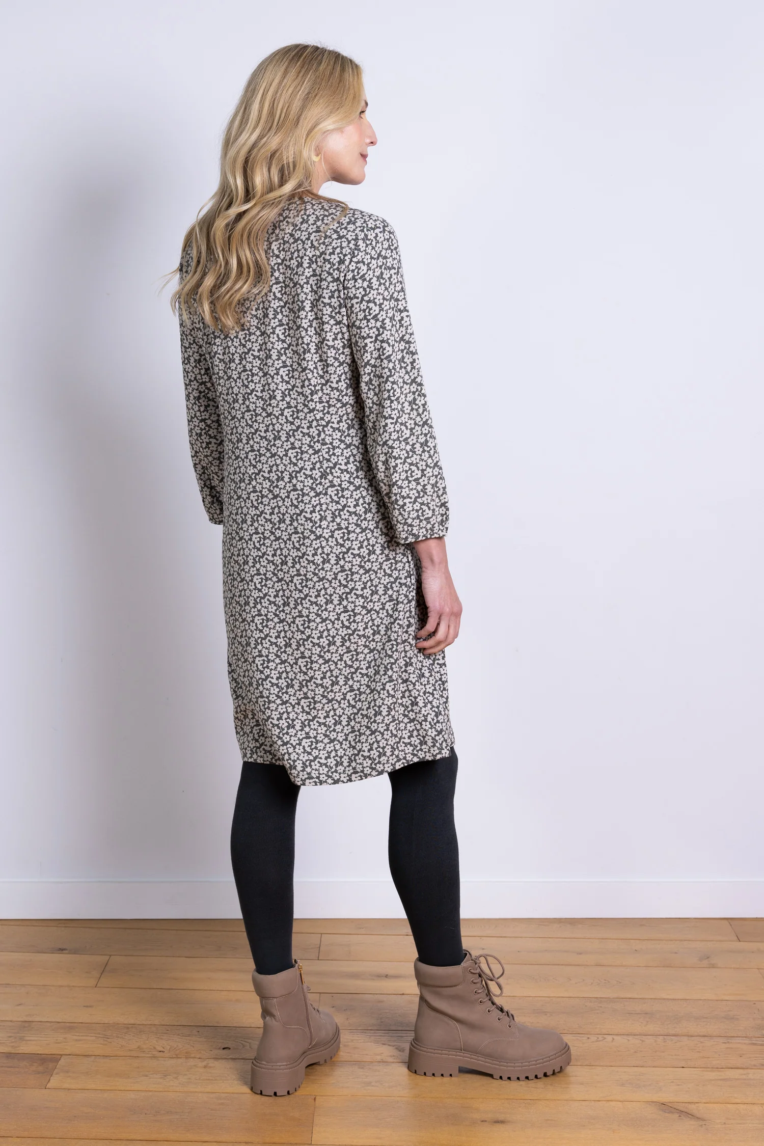 AW25 Pintuck Tunic Dress - Buff - Image 3