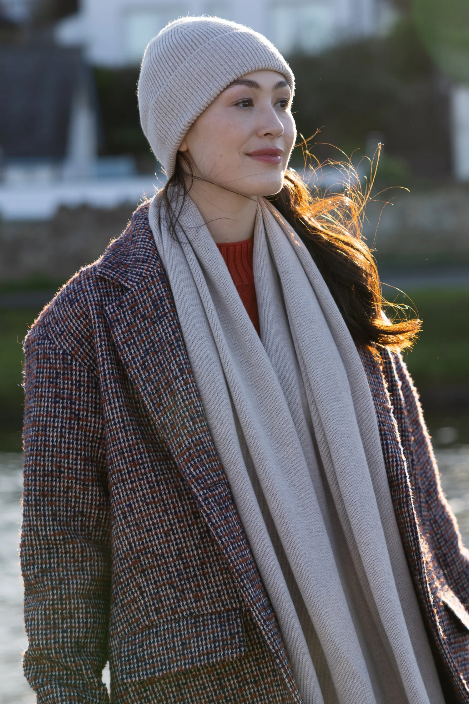 AW25 Plain Knitted Hat - Sand - Image 3