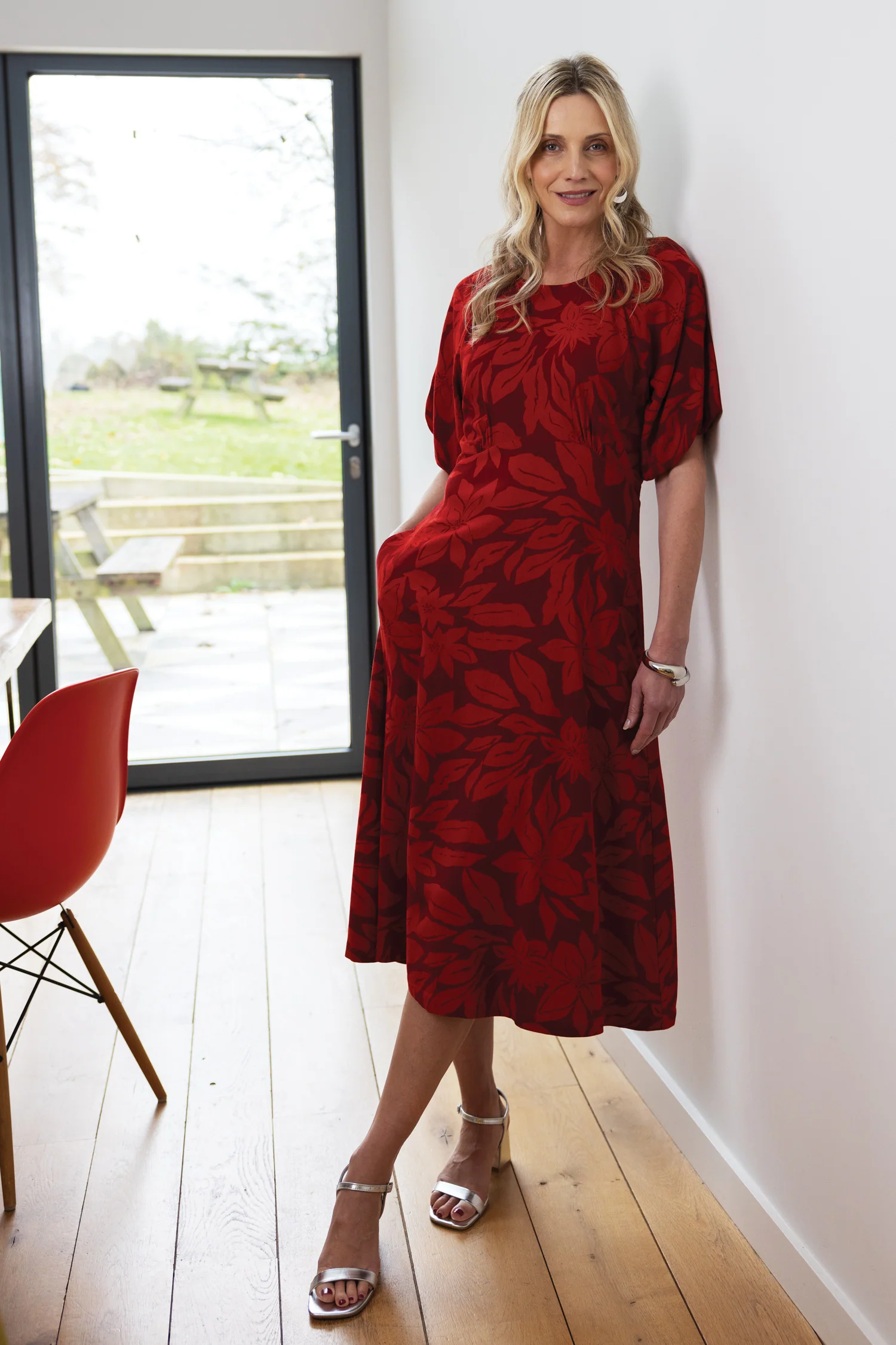 AW25 Puff Sleeve Dress - Burgundy - Image 6