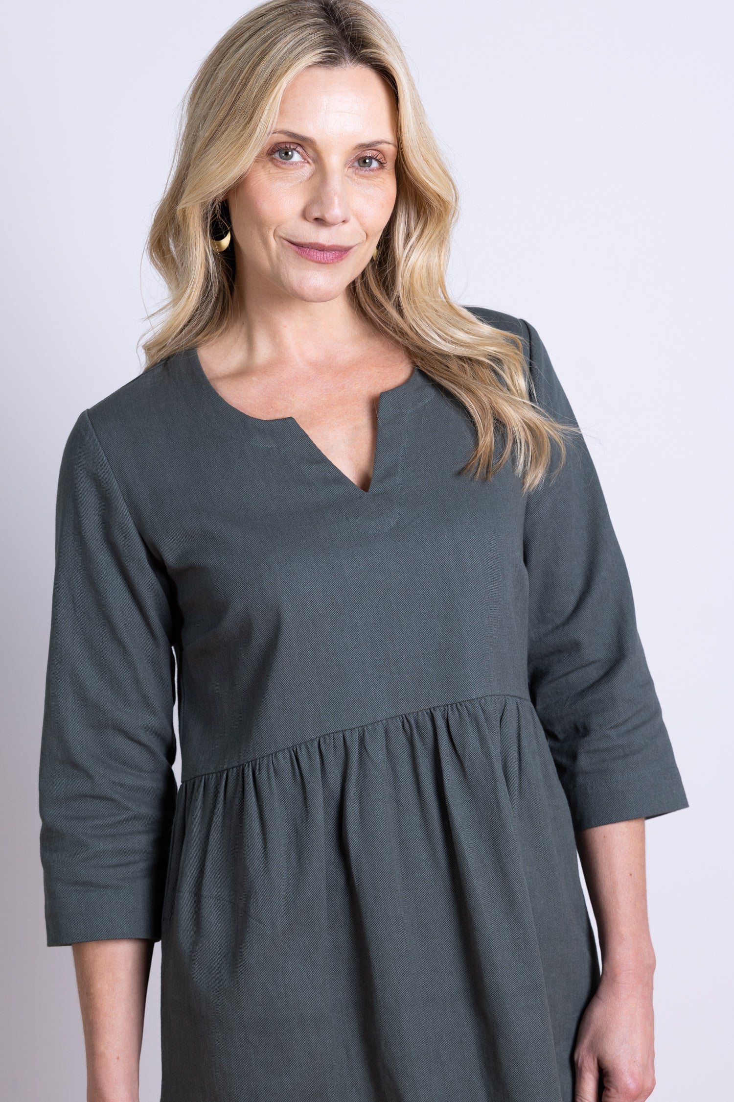 AW25 V Neck Midi Dress - Buff - Image 2