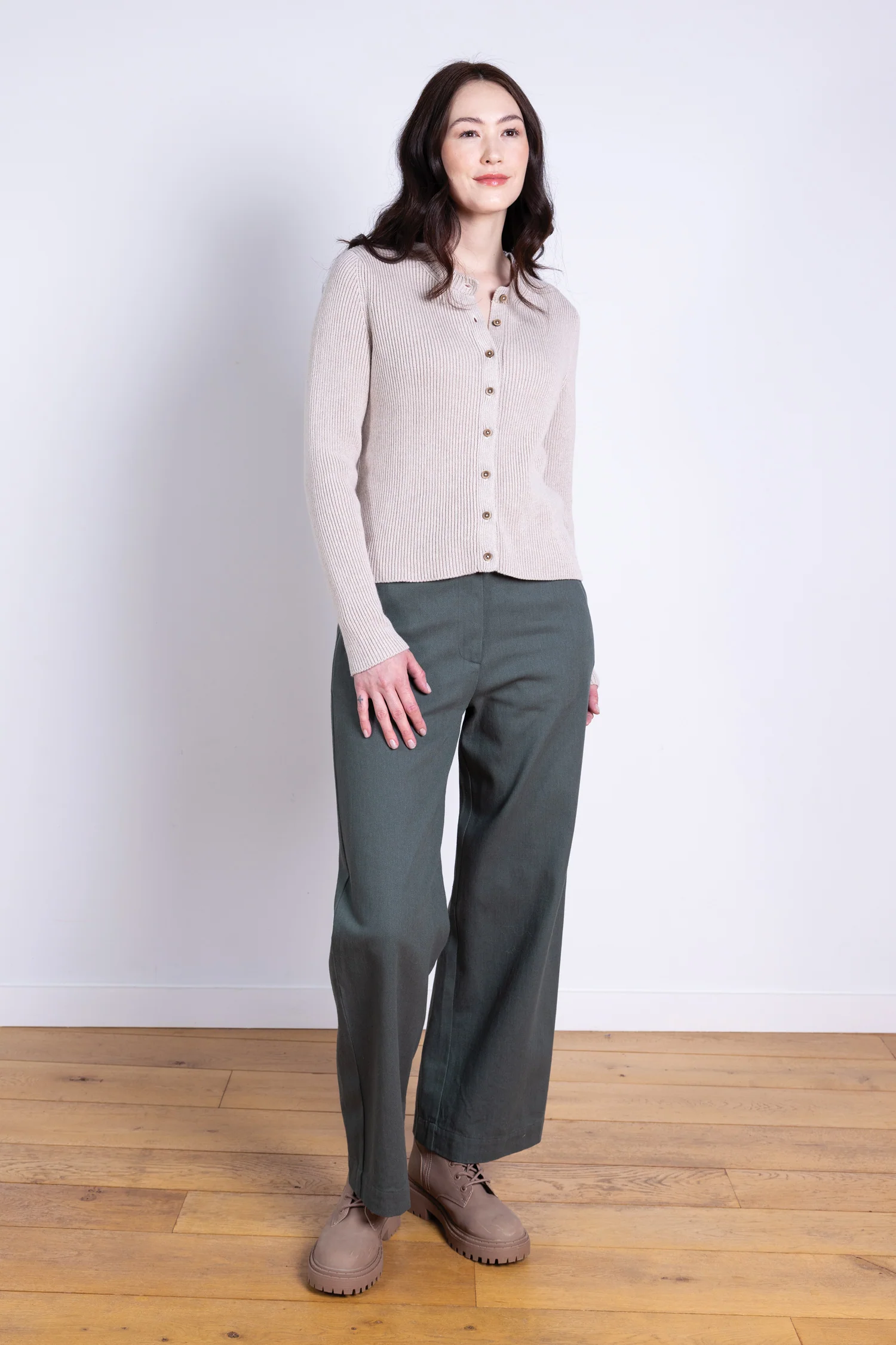 AW25 Wide Leg Trouser - Buff - Image 3