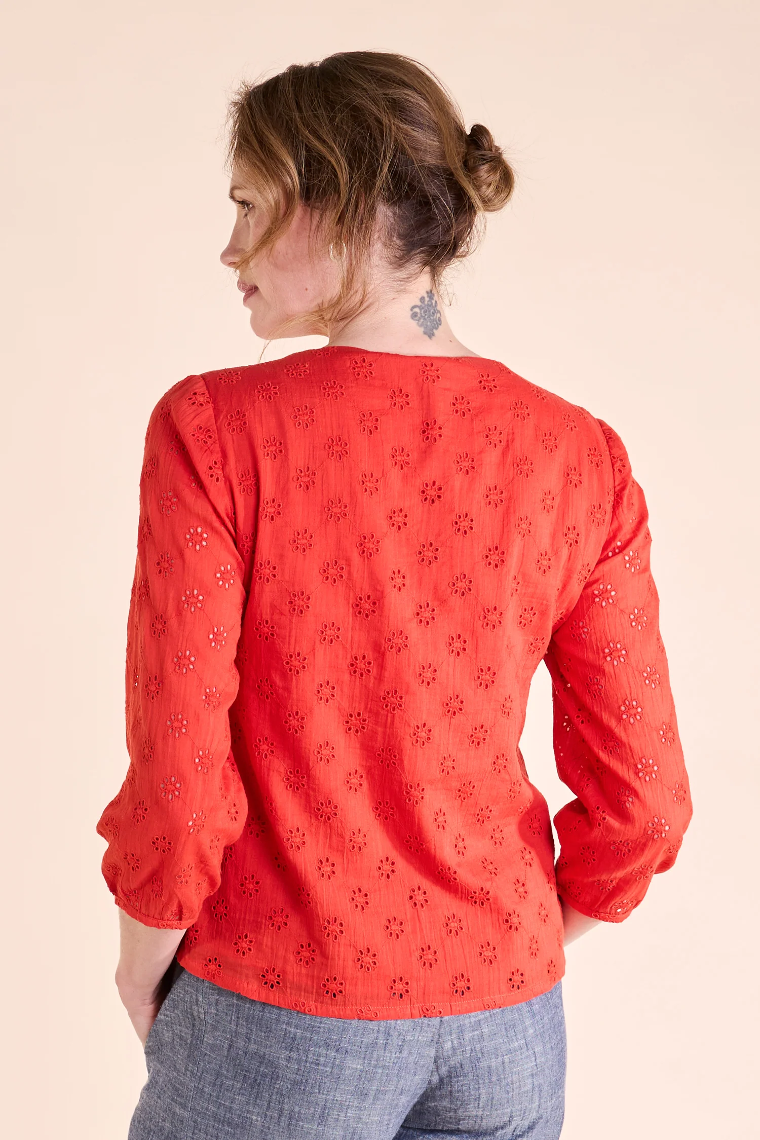 SS25 Broderie Anglaise Top - Tomato - Image 3
