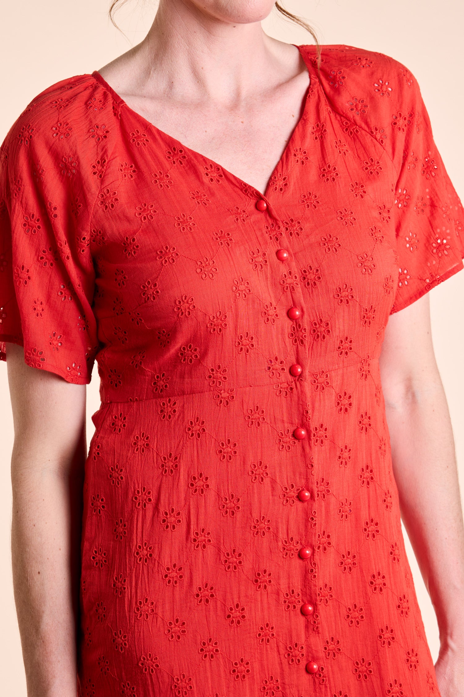 SS25 Broderie Midi Dress - Tomato - Image 2