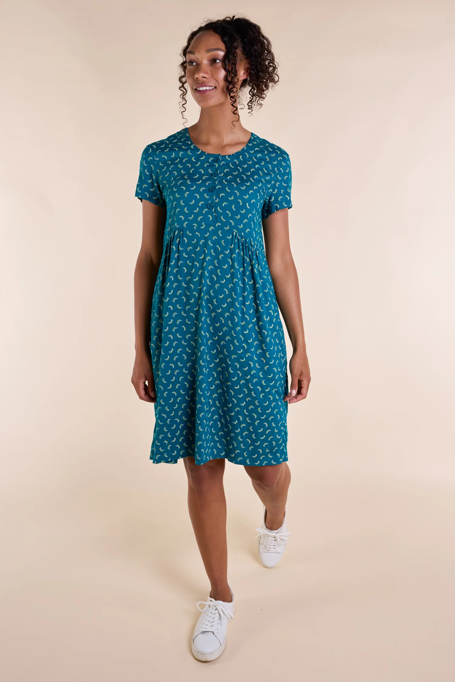 SS25 Button Front Tunic Dress - Aqua