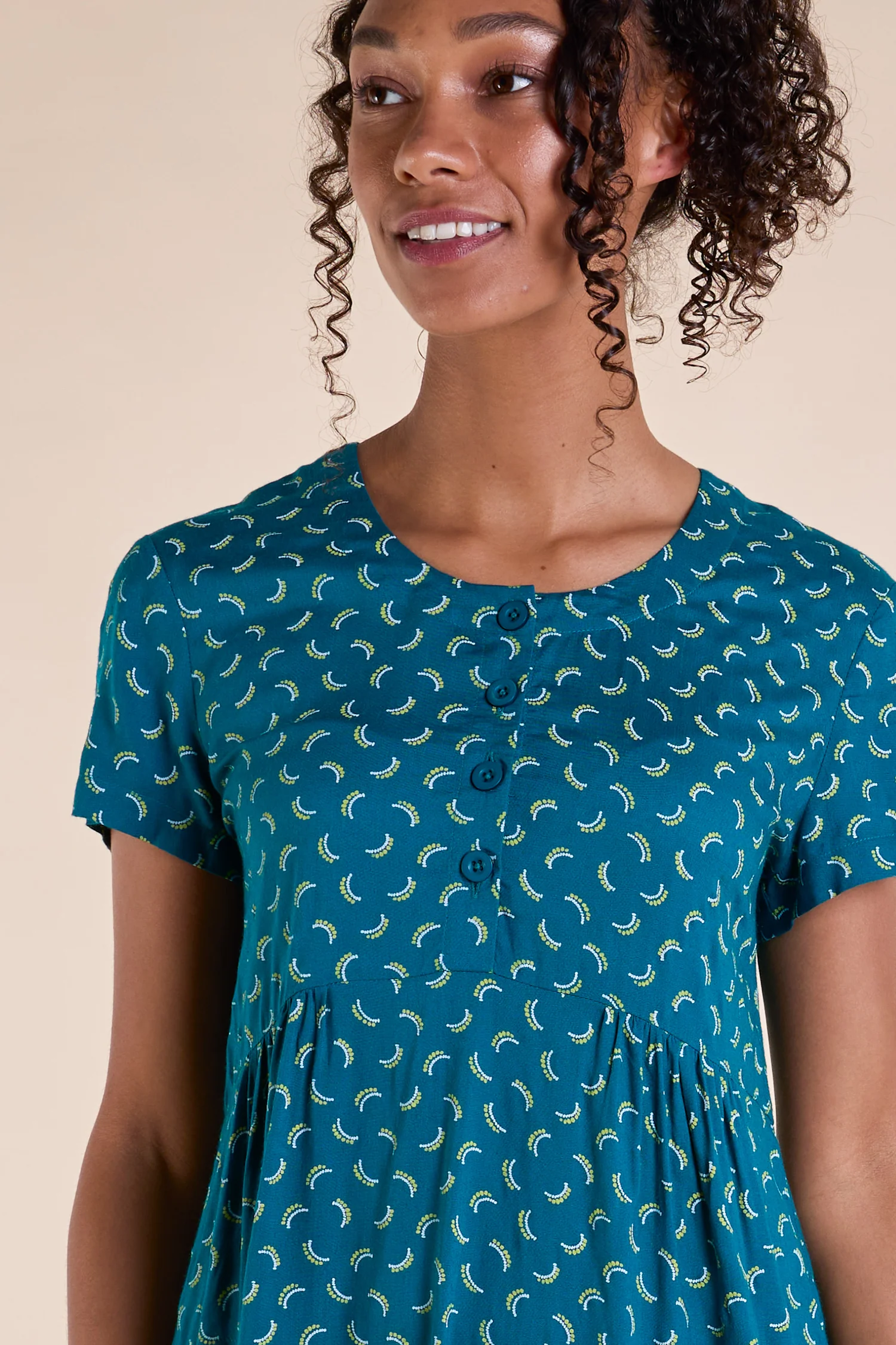 SS25 Button Front Tunic Dress - Aqua - Image 3