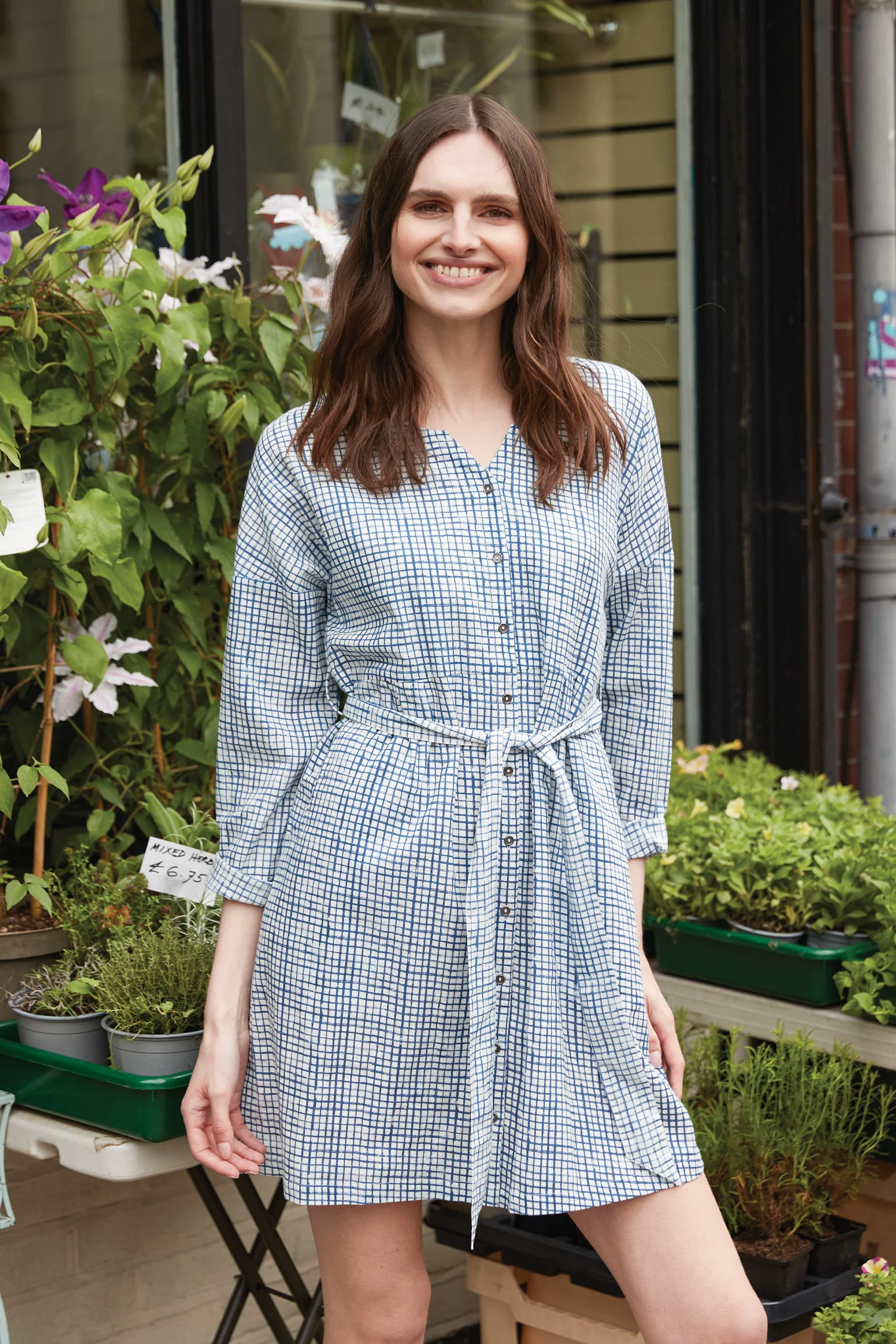 Cotton Check Tunic Shirt Dress - Image 3