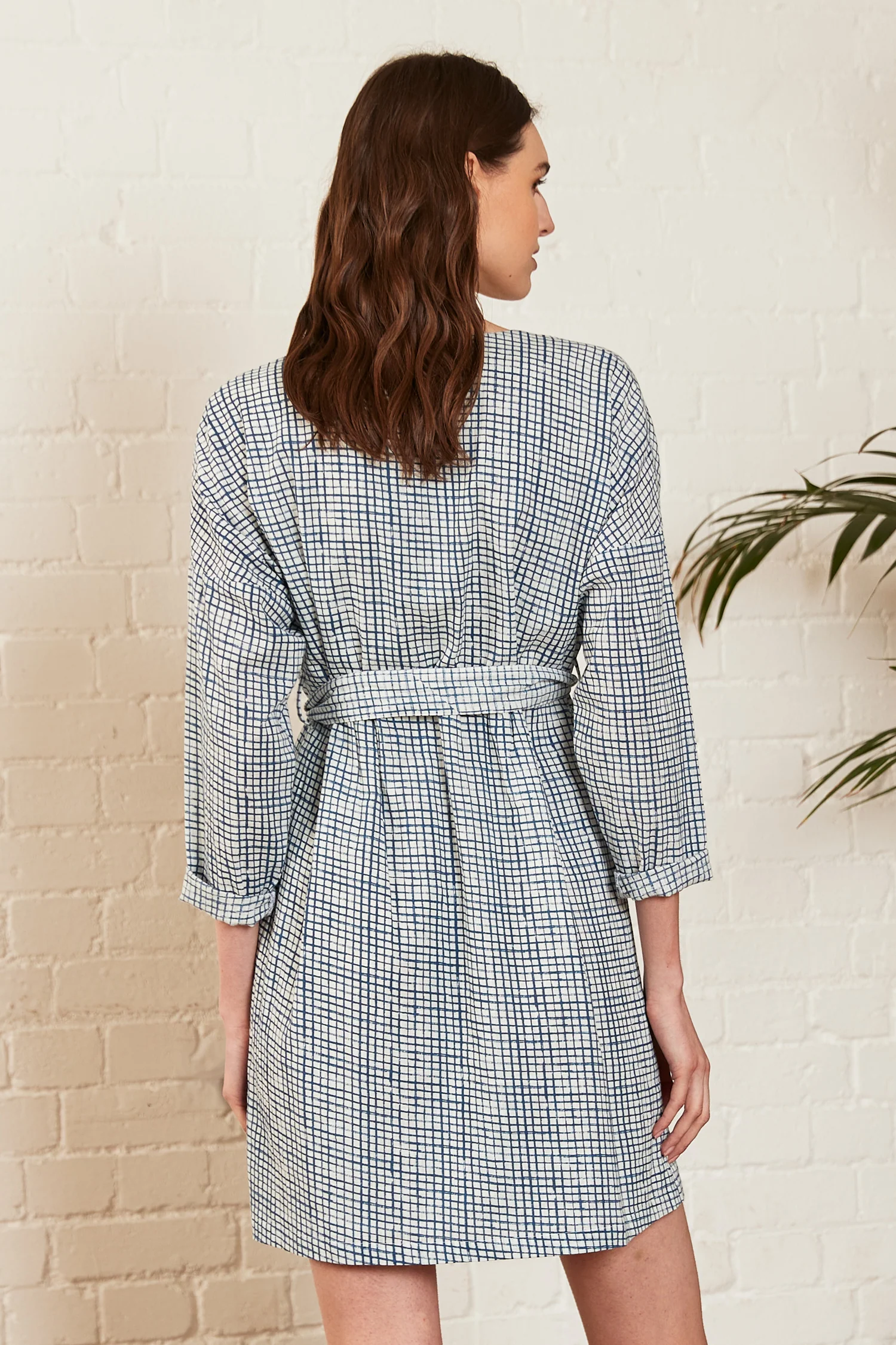 Cotton Check Tunic Shirt Dress - Image 4