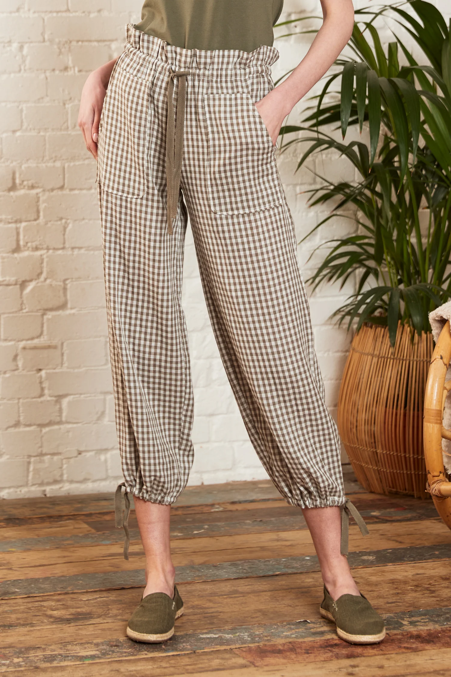 Check Double Cotton Trousers - Image 2