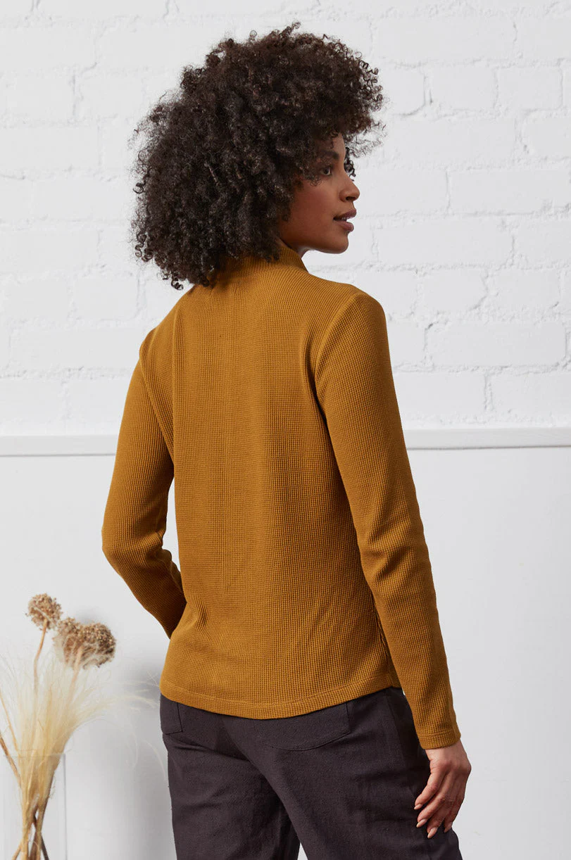 GOTS Organic Cotton Turtle Neck Waffle Top - Image 3
