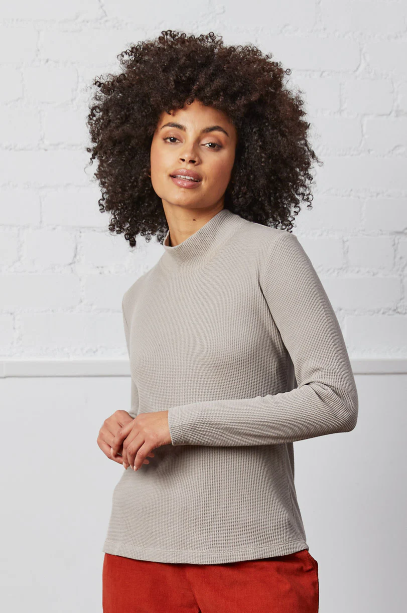 GOTS Organic Cotton Turtle Neck Waffle Top - Image 4