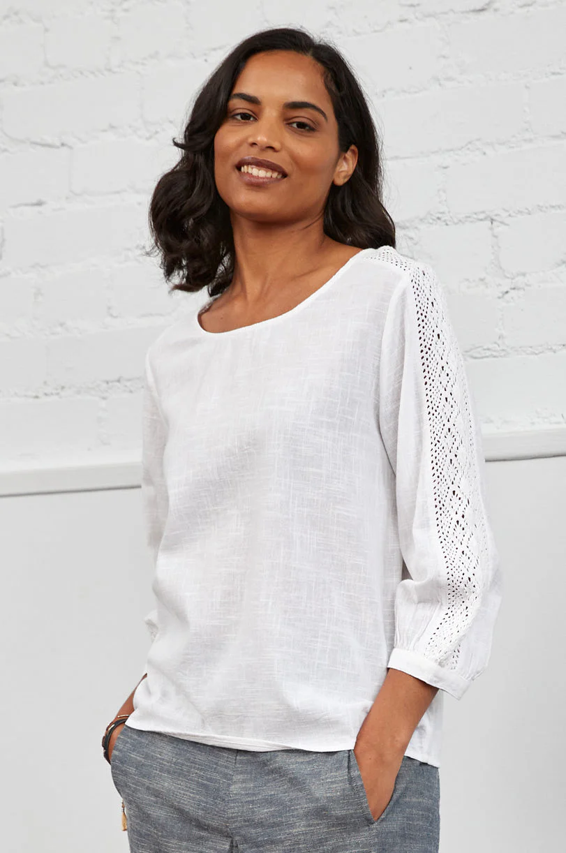 Cotton Slub Lace Top - Image 2