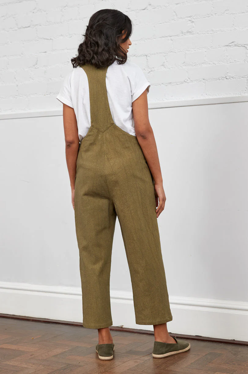 Cotton Cropped Dungarees - Image 3