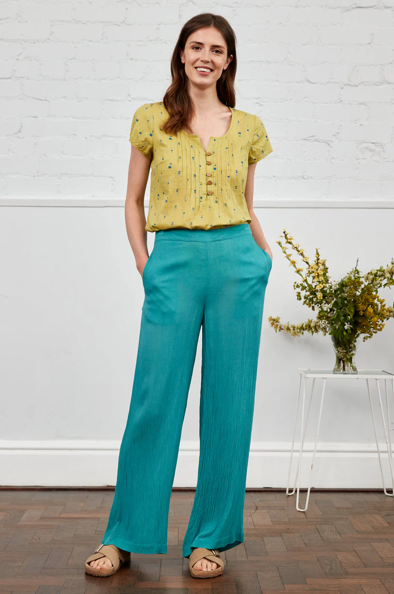 Crinkle Viscose Straight Leg Trousers - Image 7