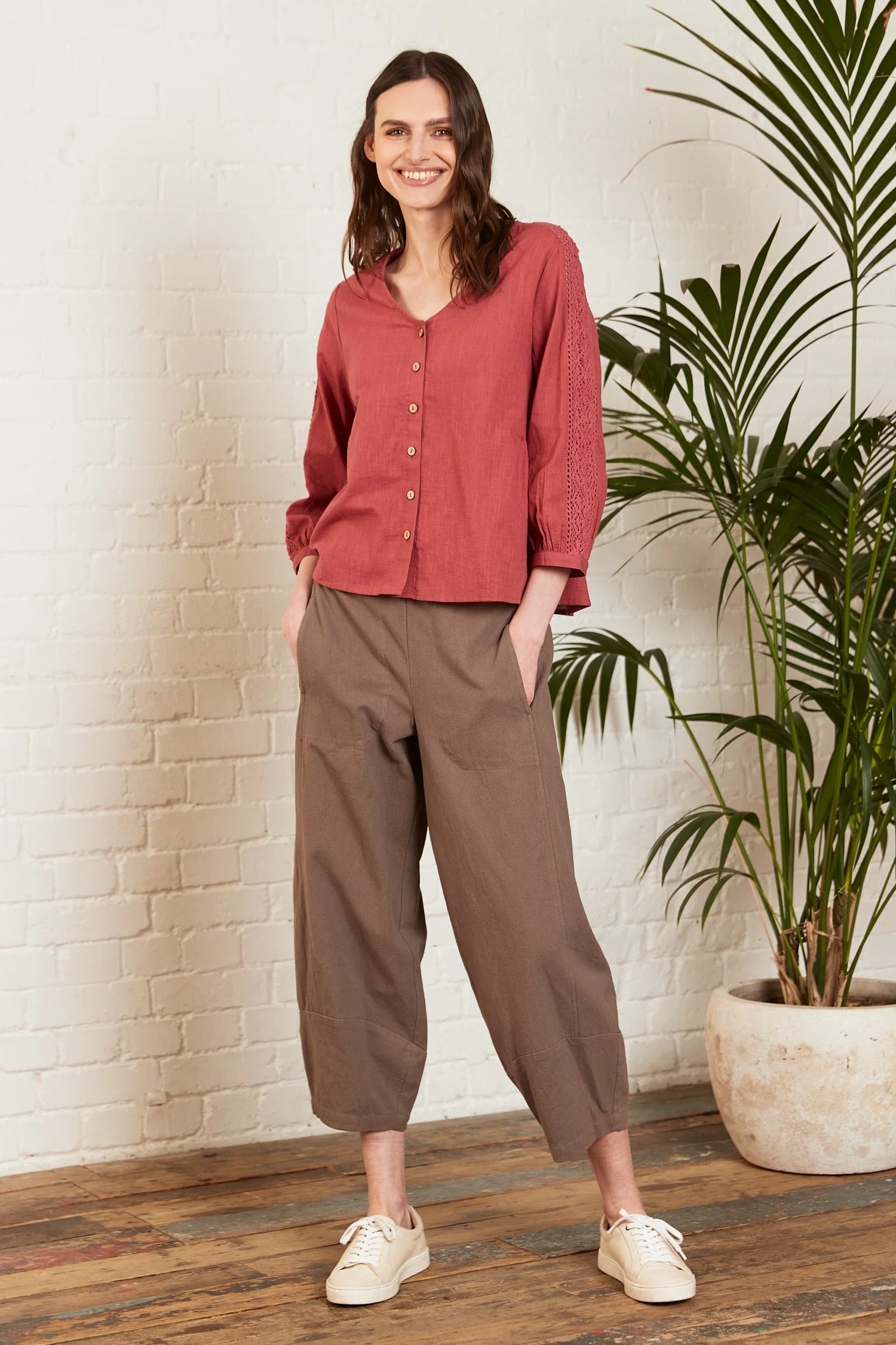 Cotton Lace Trim Shirt - Image 3