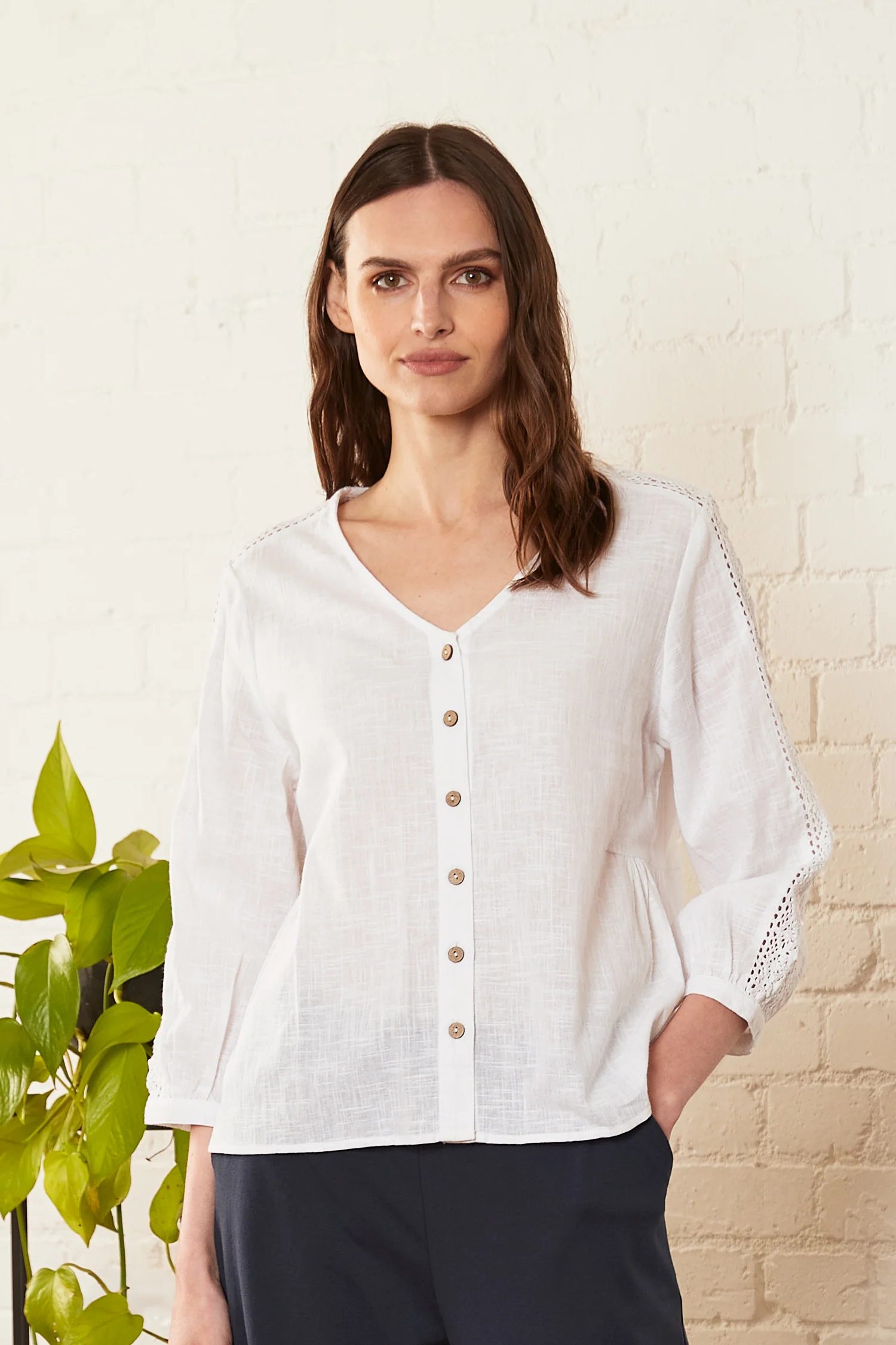 Cotton Lace Trim Shirt - Image 5