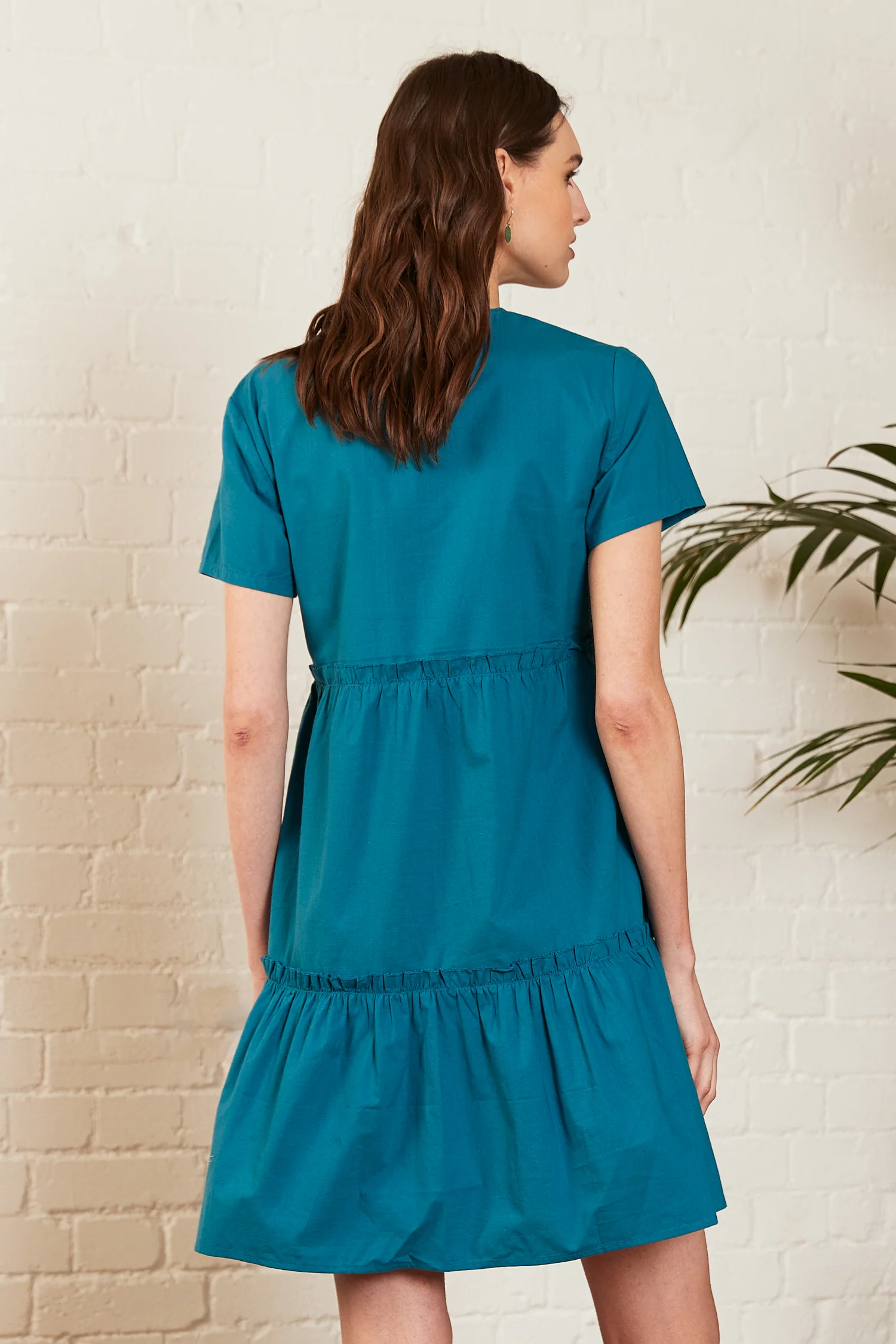 Cotton Poplin Gathered Tunic Dress - Image 3