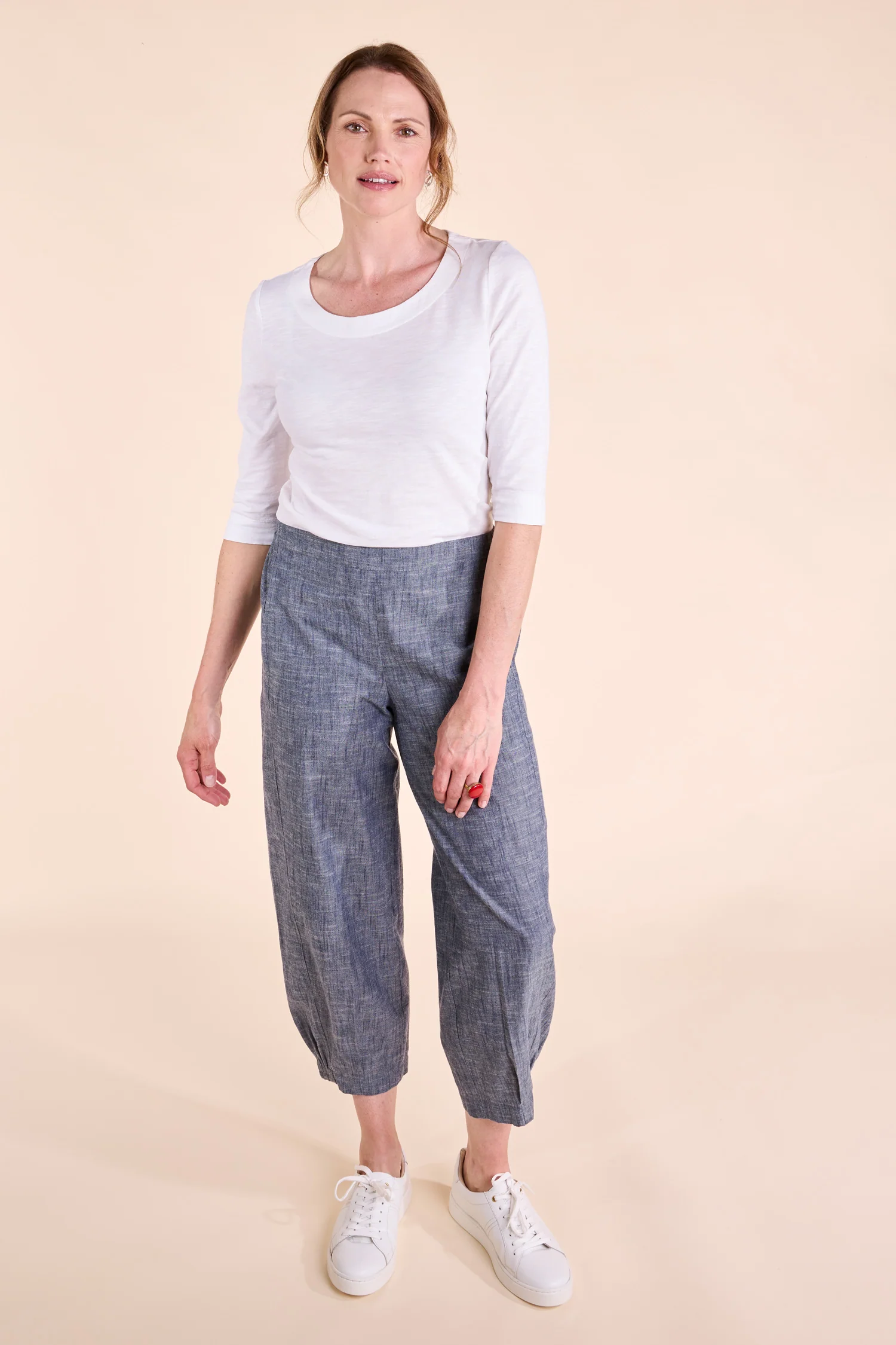 SS25 Cotton Chambray Bubble Trousers - Denim - Image 3