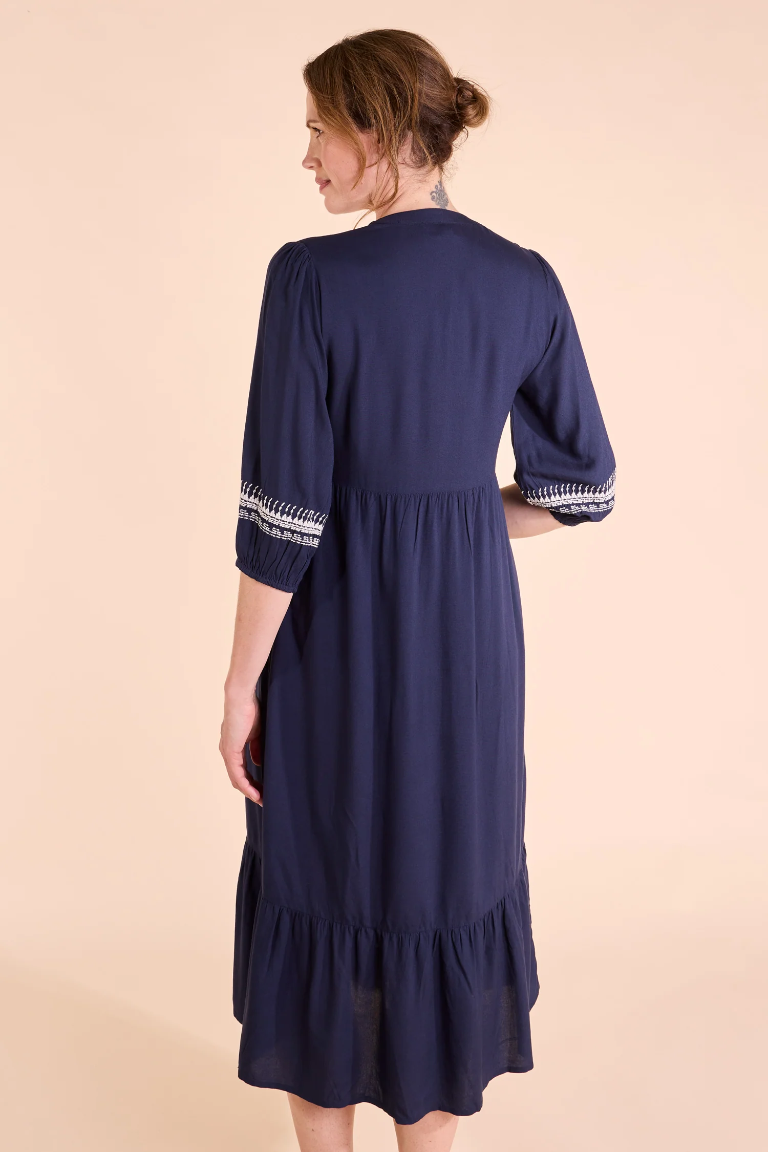 SS25 Embroidered Viscose Dress - Ink - Image 4