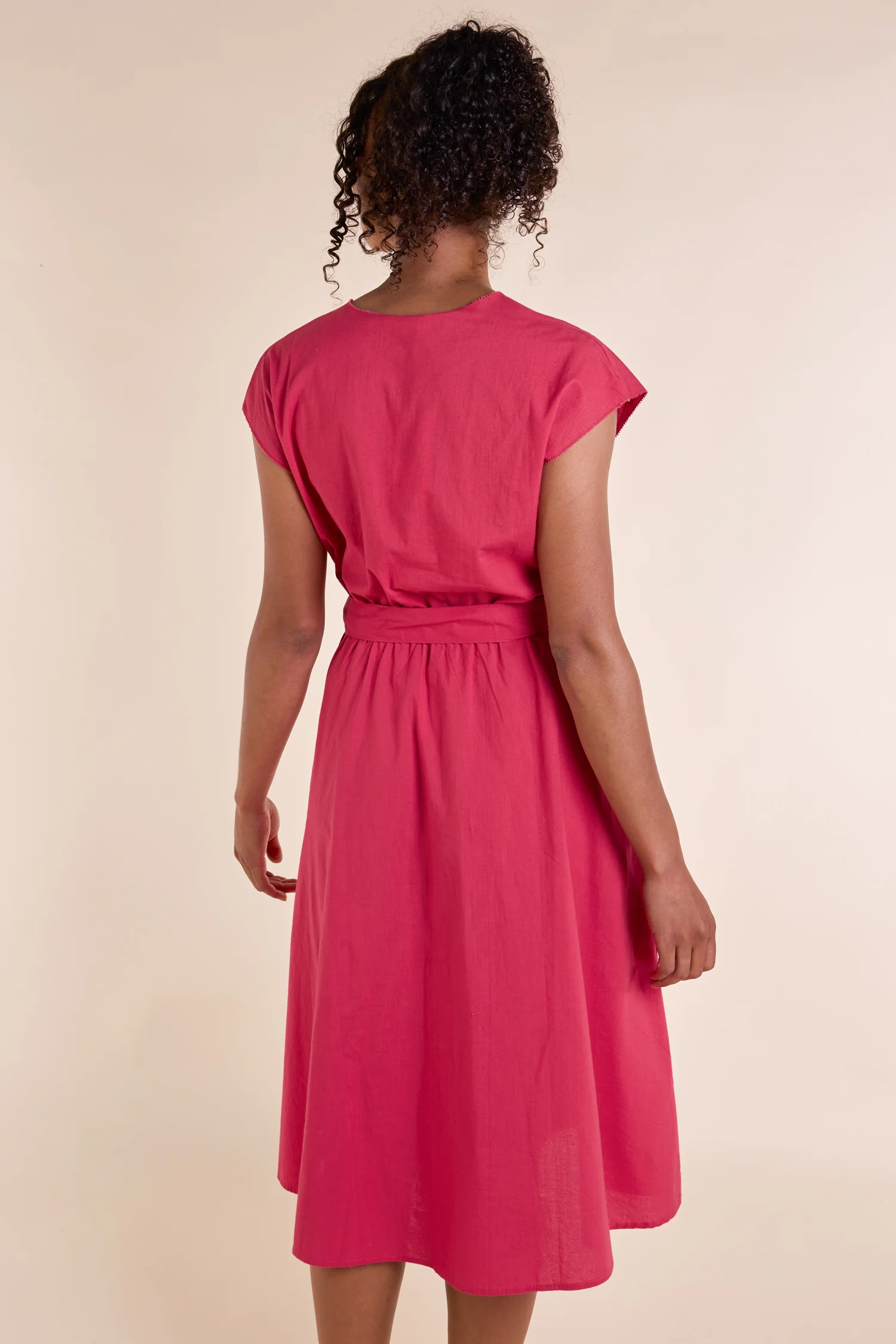 SS25 Fit and Flare Wrap Dress - Lipstick - Image 3