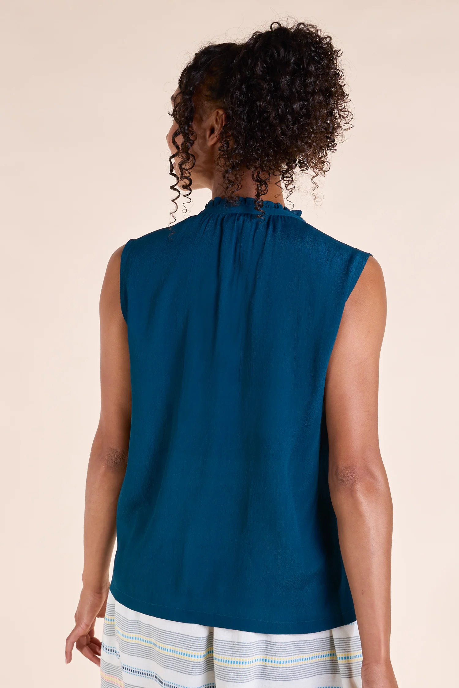 SS25 Frill Neck Sleeveless Top - Blue - Image 2