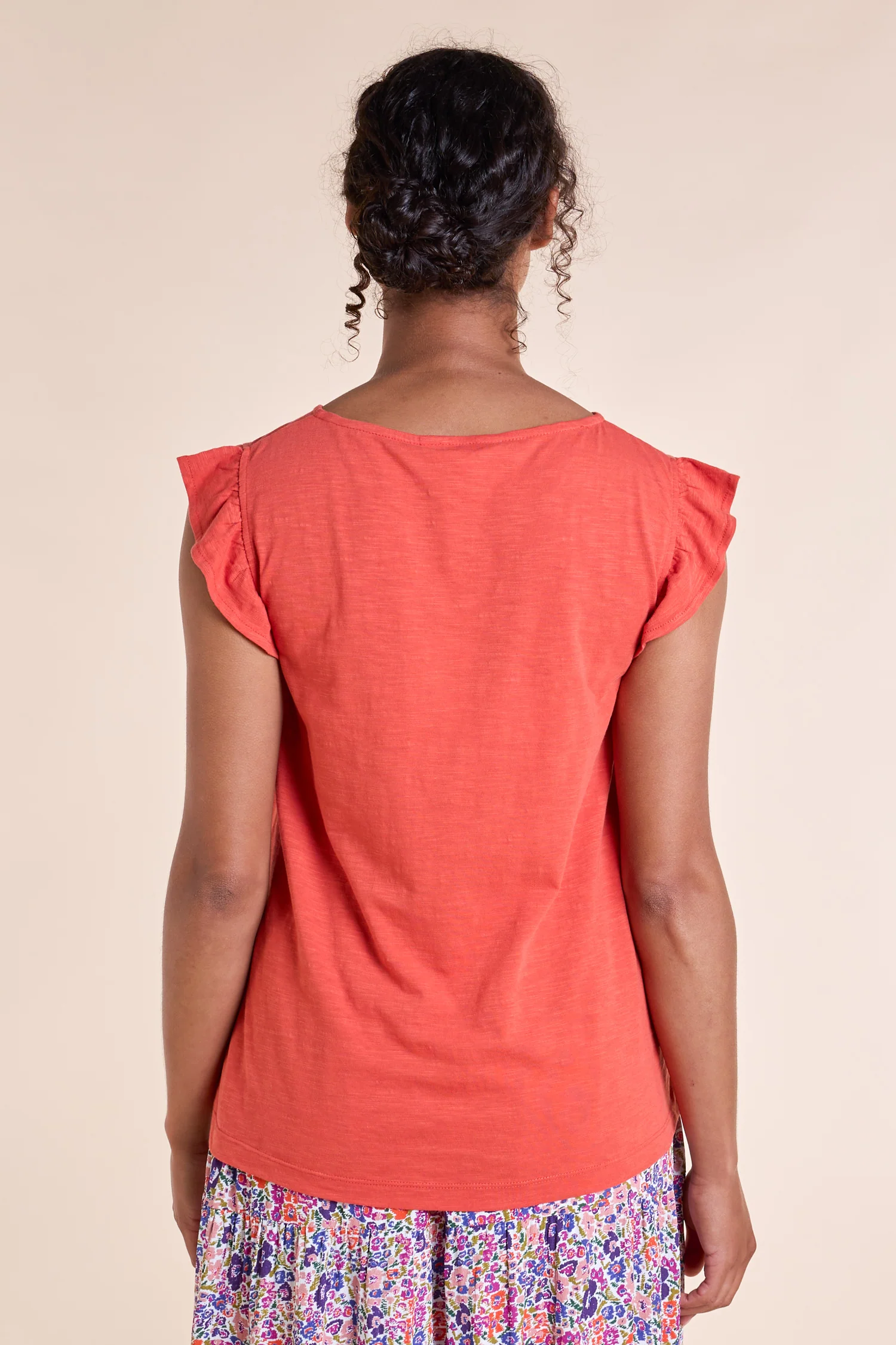 SS25 GOTS Organic Cotton Frill Top - Tangerine - Image 3