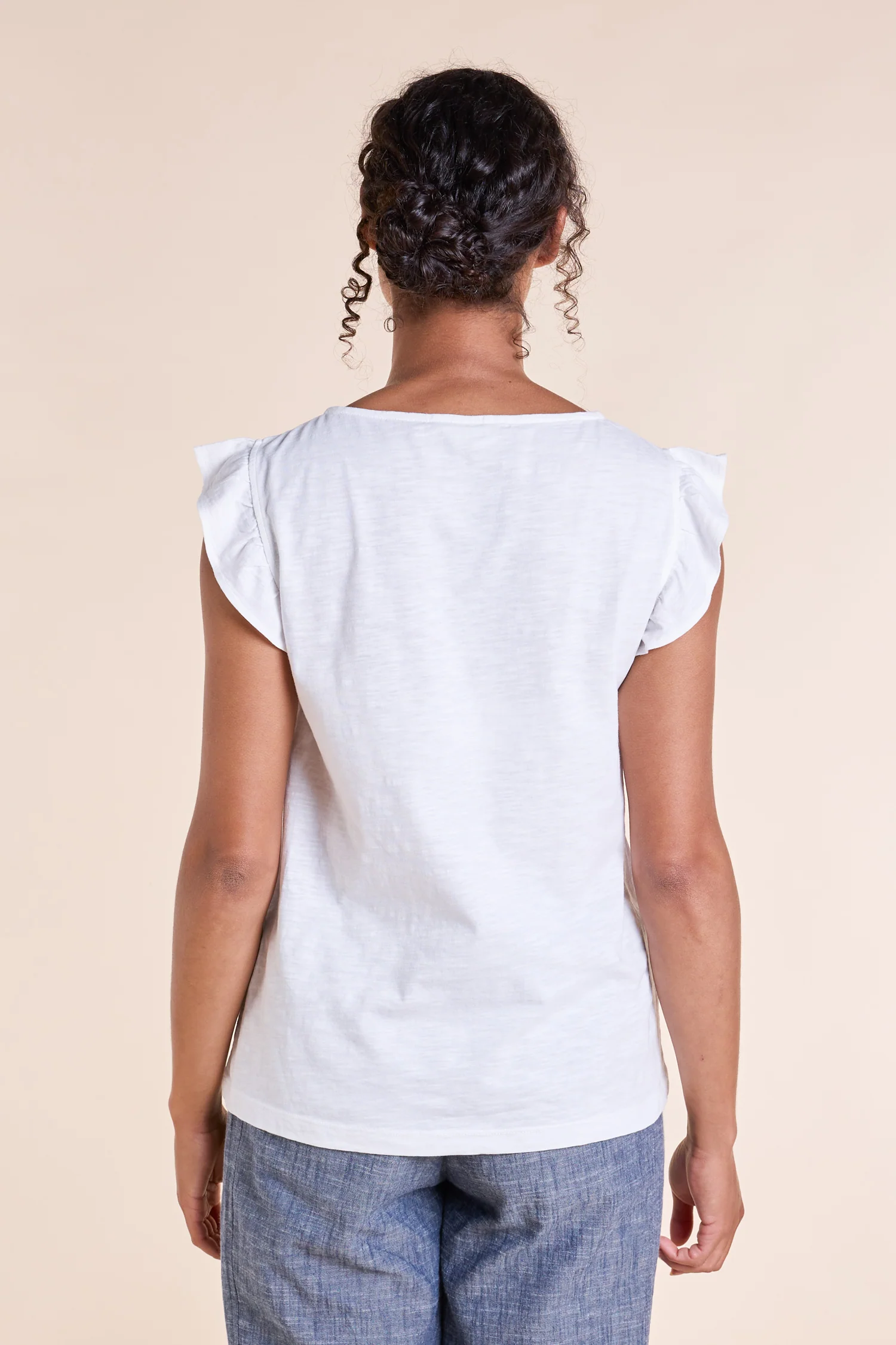 SS25 GOTS Organic Cotton Frill Top - White - Image 3