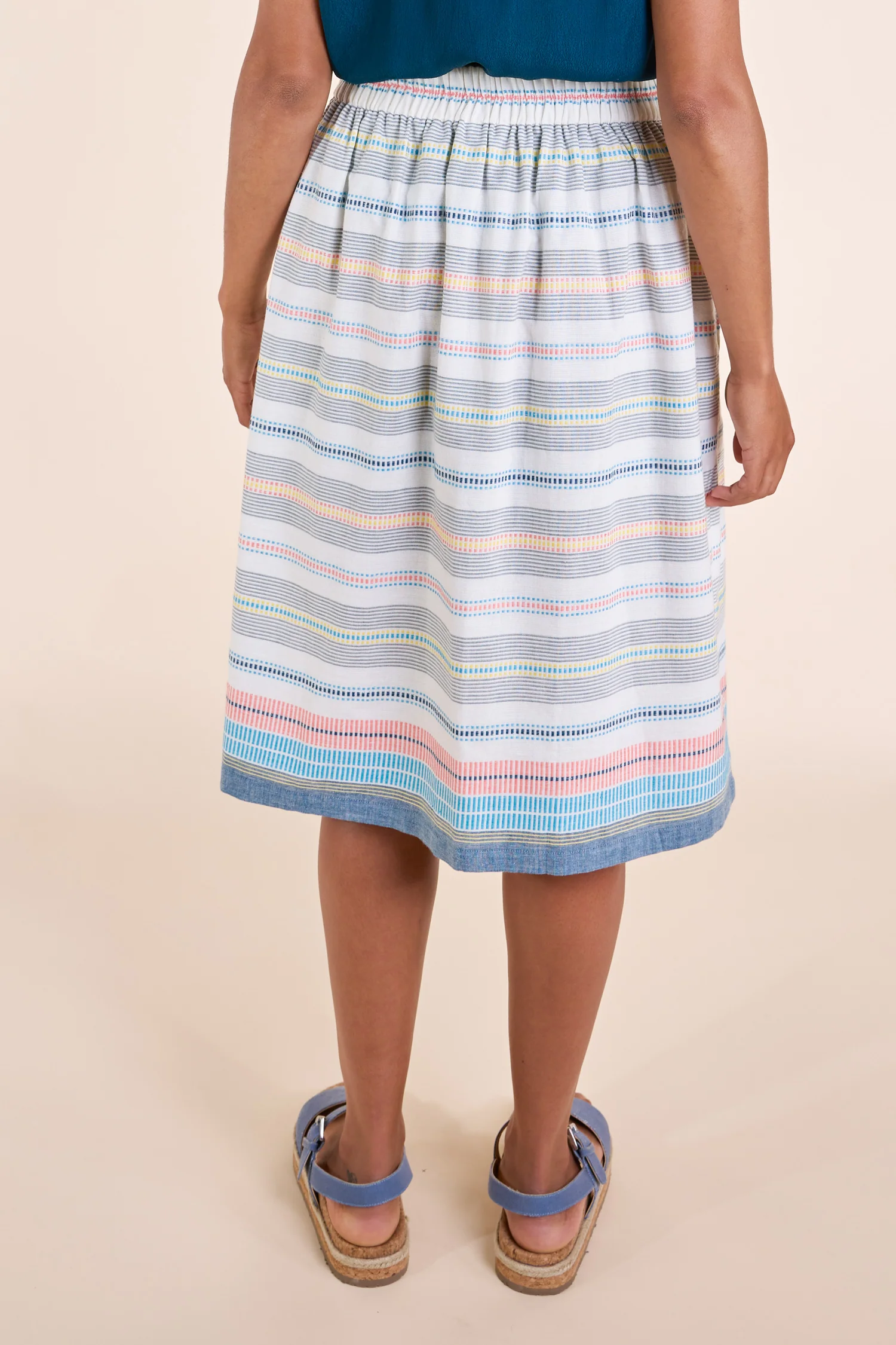 SS25 Handloom Stripe Skirt - Ivory - Image 3