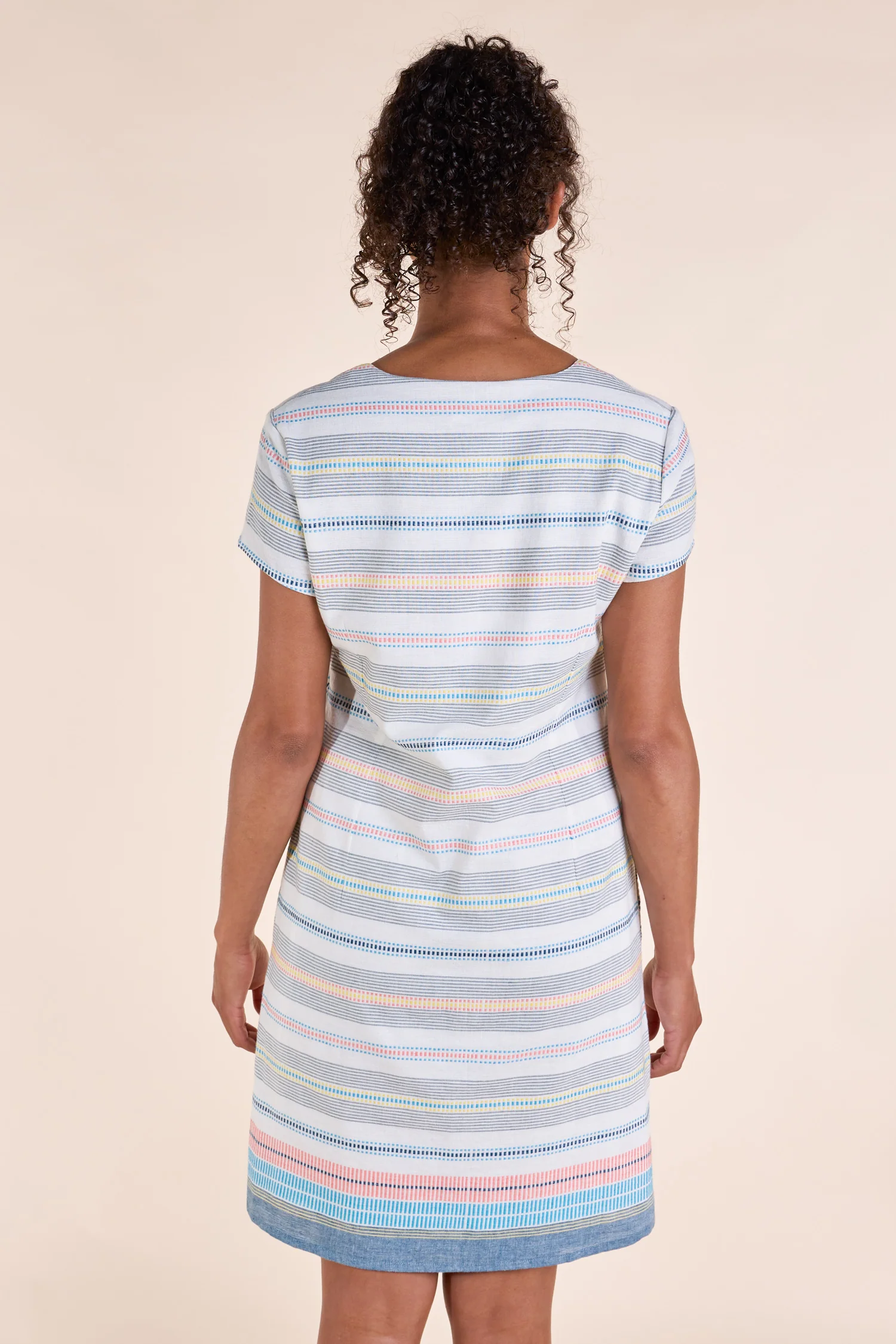 SS25 Handloom Stripe Tunic Dress - Ivory - Image 3