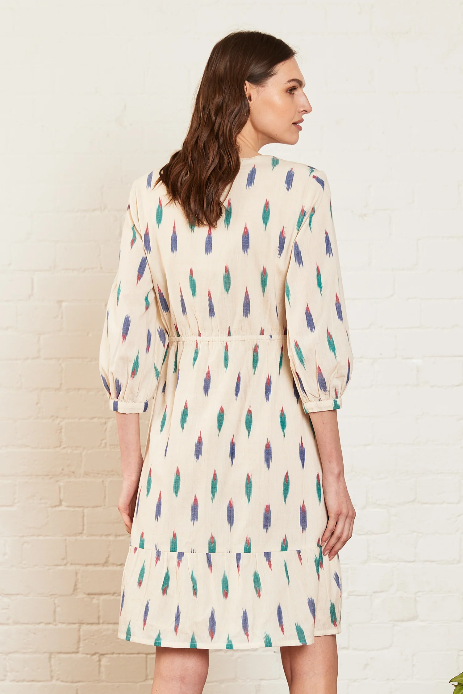 Ikat Cotton Gathered Dress - Image 3