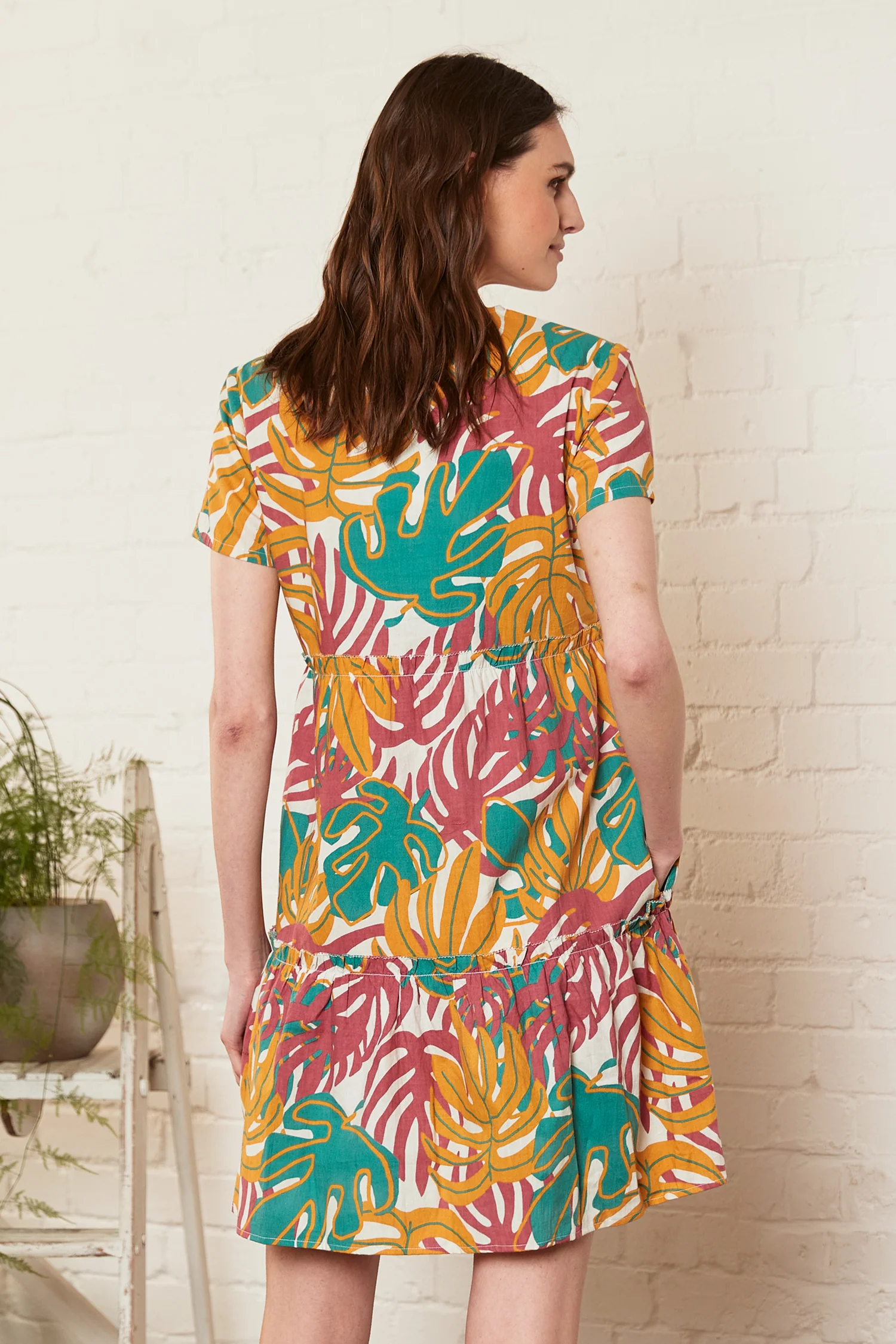Jungle Cotton Poplin Gathered Tunic Dress - Image 7