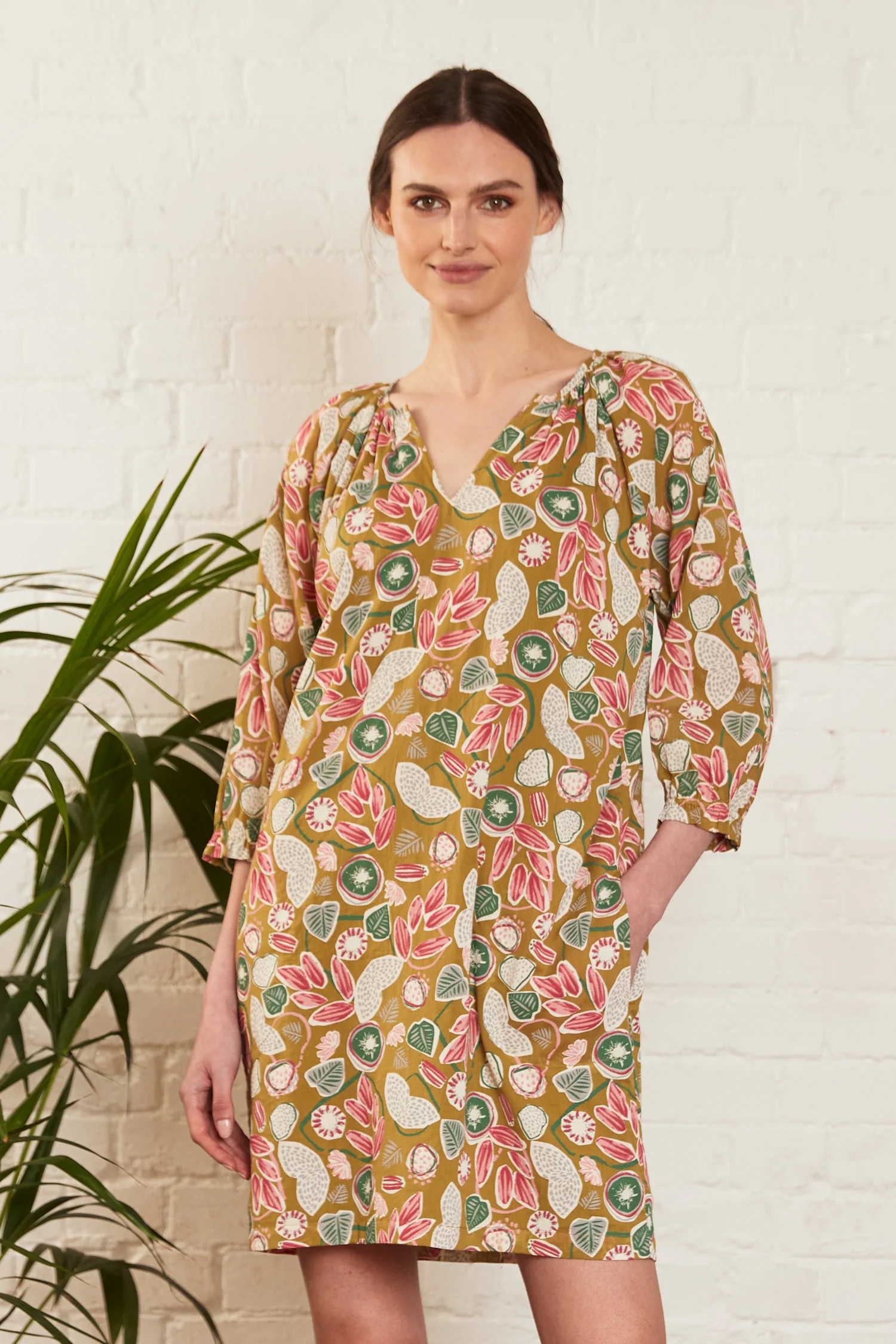 Kiwi Organic Cotton Frill Cuff Tunic Dress