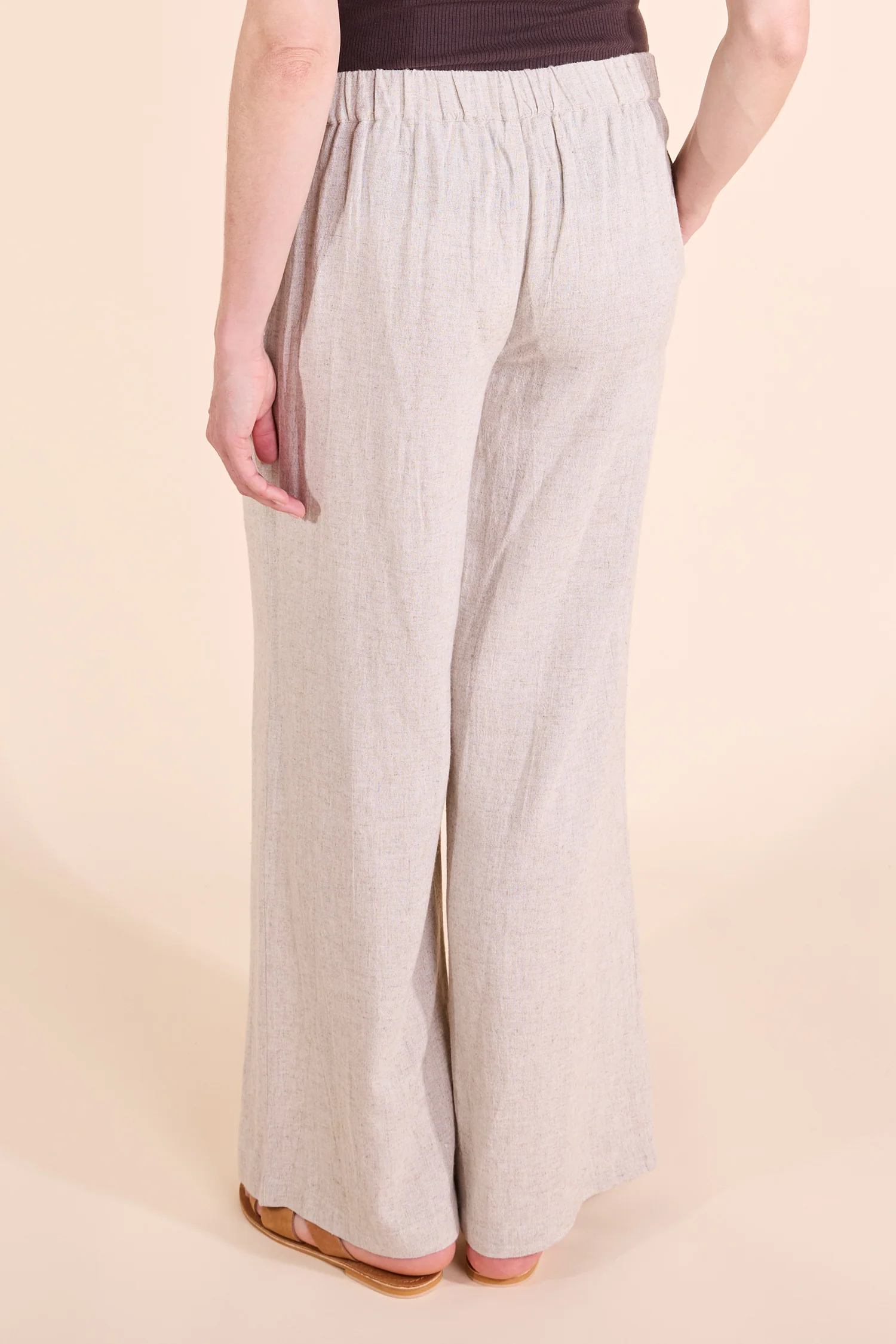 SS25 Linen Wide Leg Trousers - Natural - Image 3