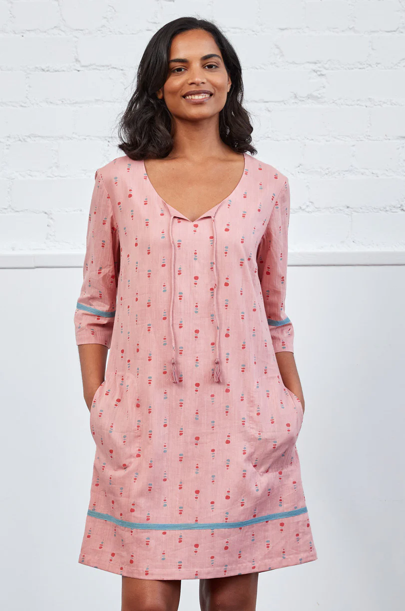 Cotton Voile Tassel Tunic Dress
