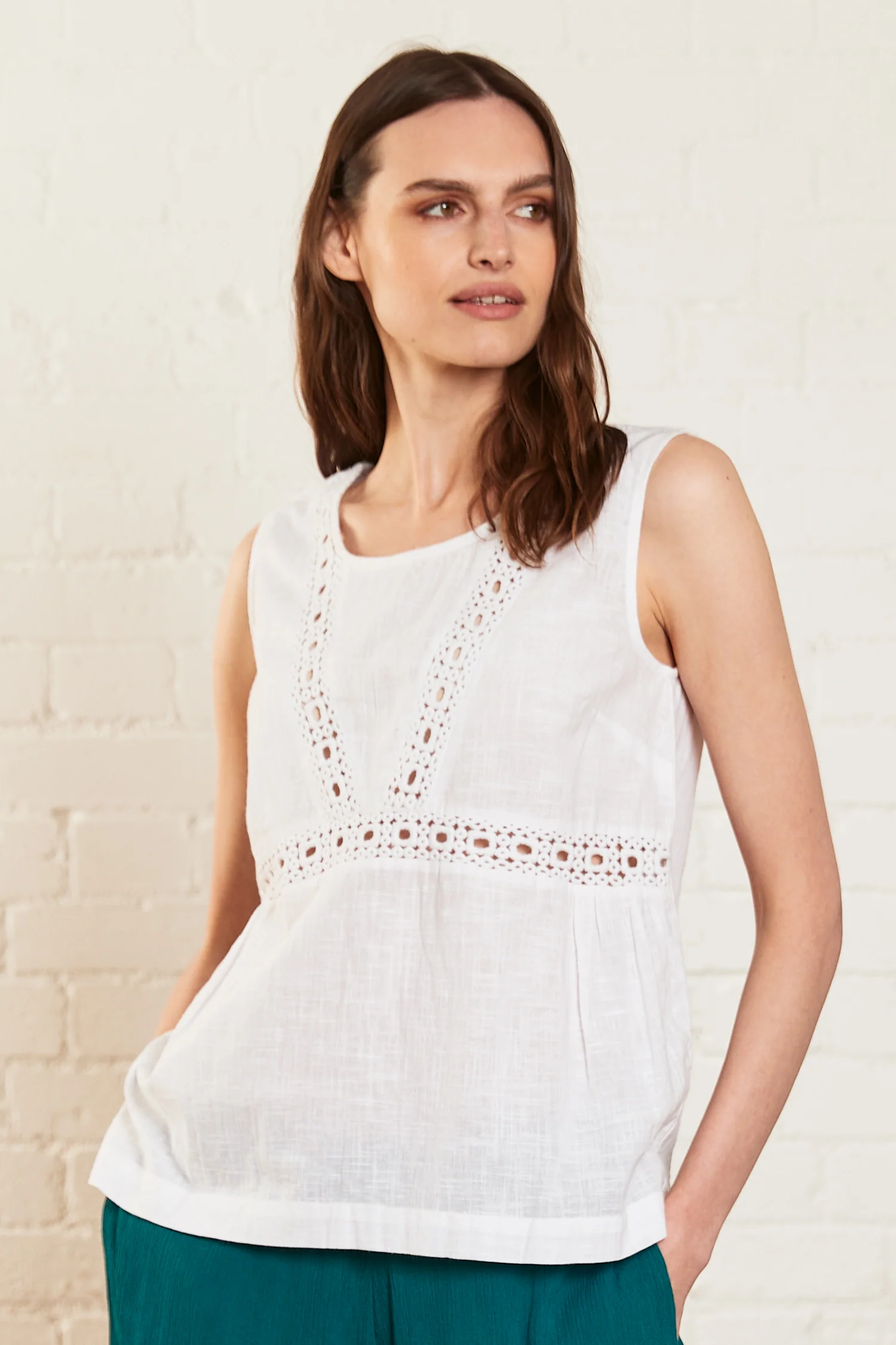 Cotton Lace Vest Top - Image 4