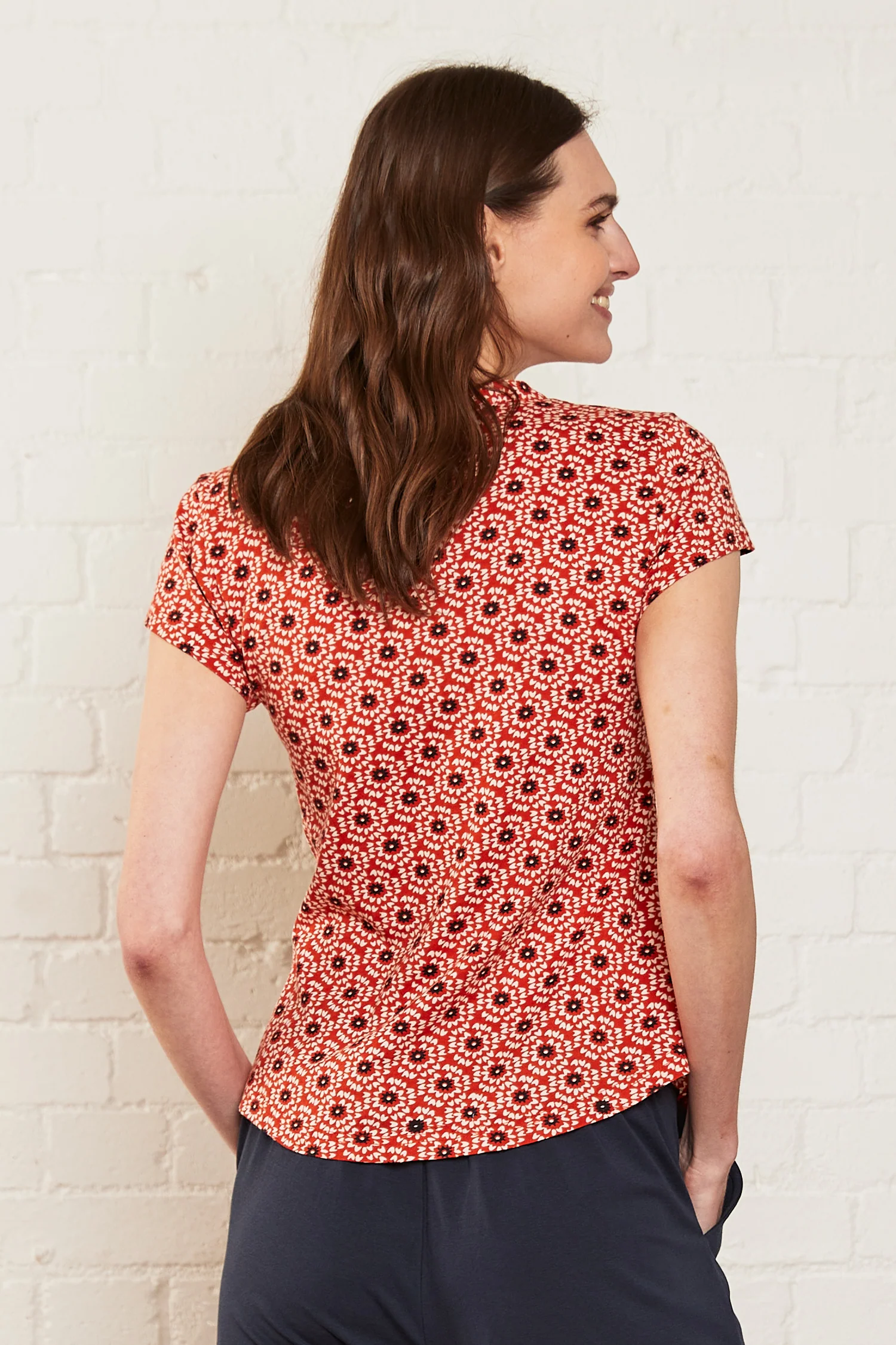 Petal Burst Organic Cotton Collared Top - Image 7