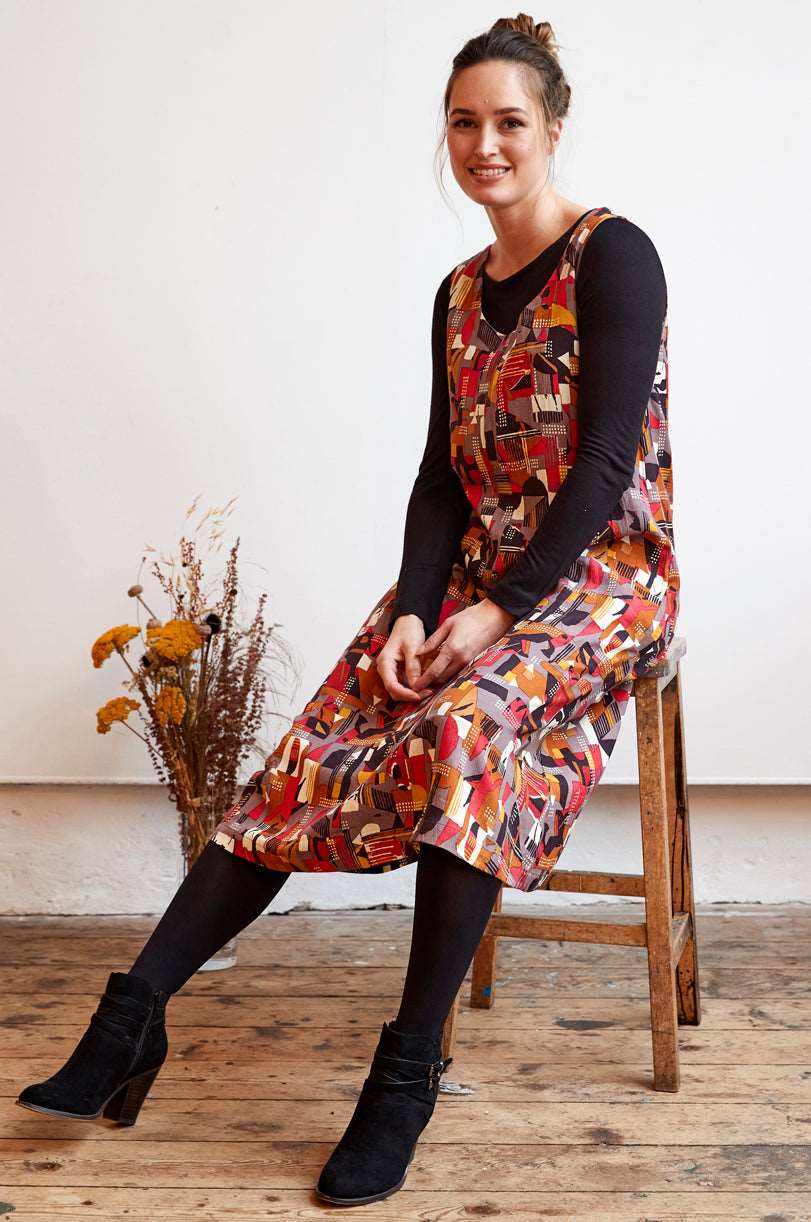Textured Tencel Midi Pinafore Dress - Image 4