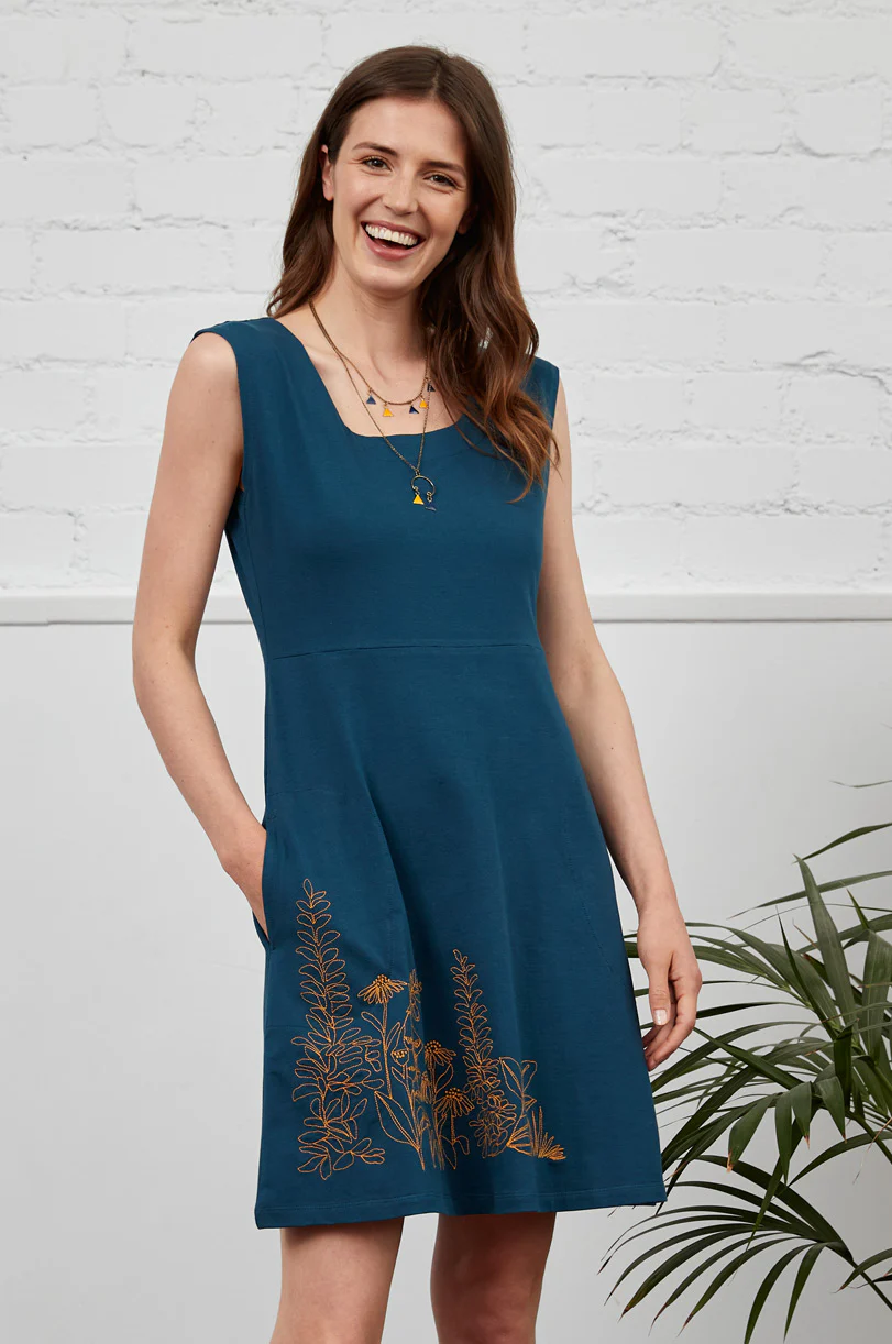 GOTS Organic Cotton Embroidered Jersey Tunic Dress