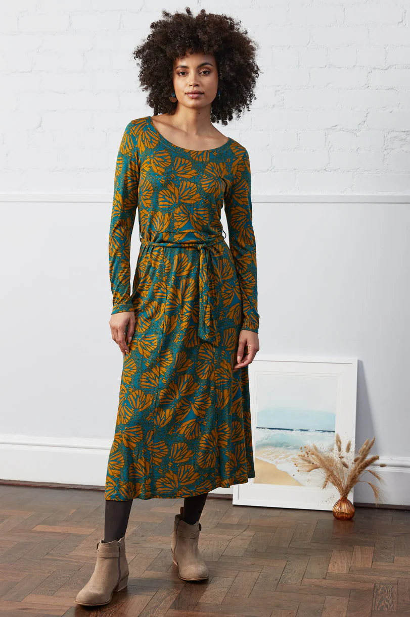 Ecovero Printed Tie Belt Midi Dress - Image 3