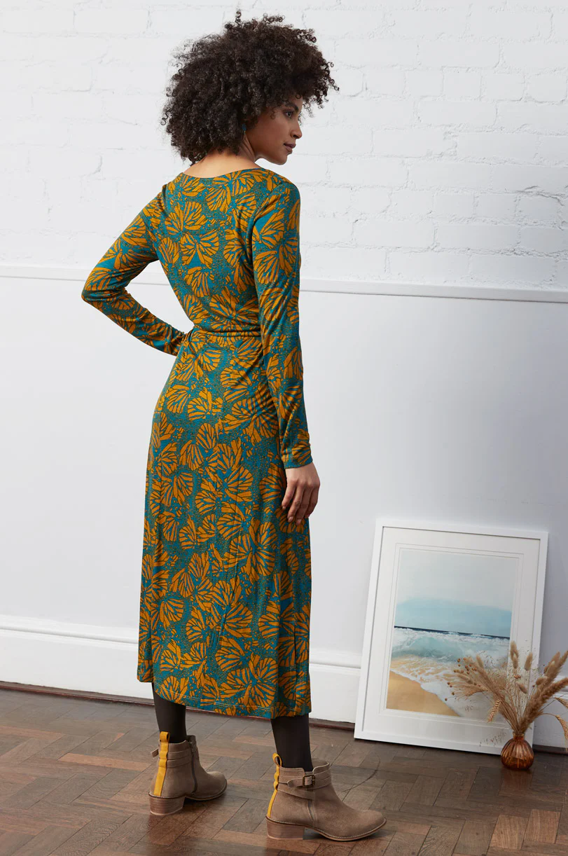 Ecovero Printed Tie Belt Midi Dress - Image 4