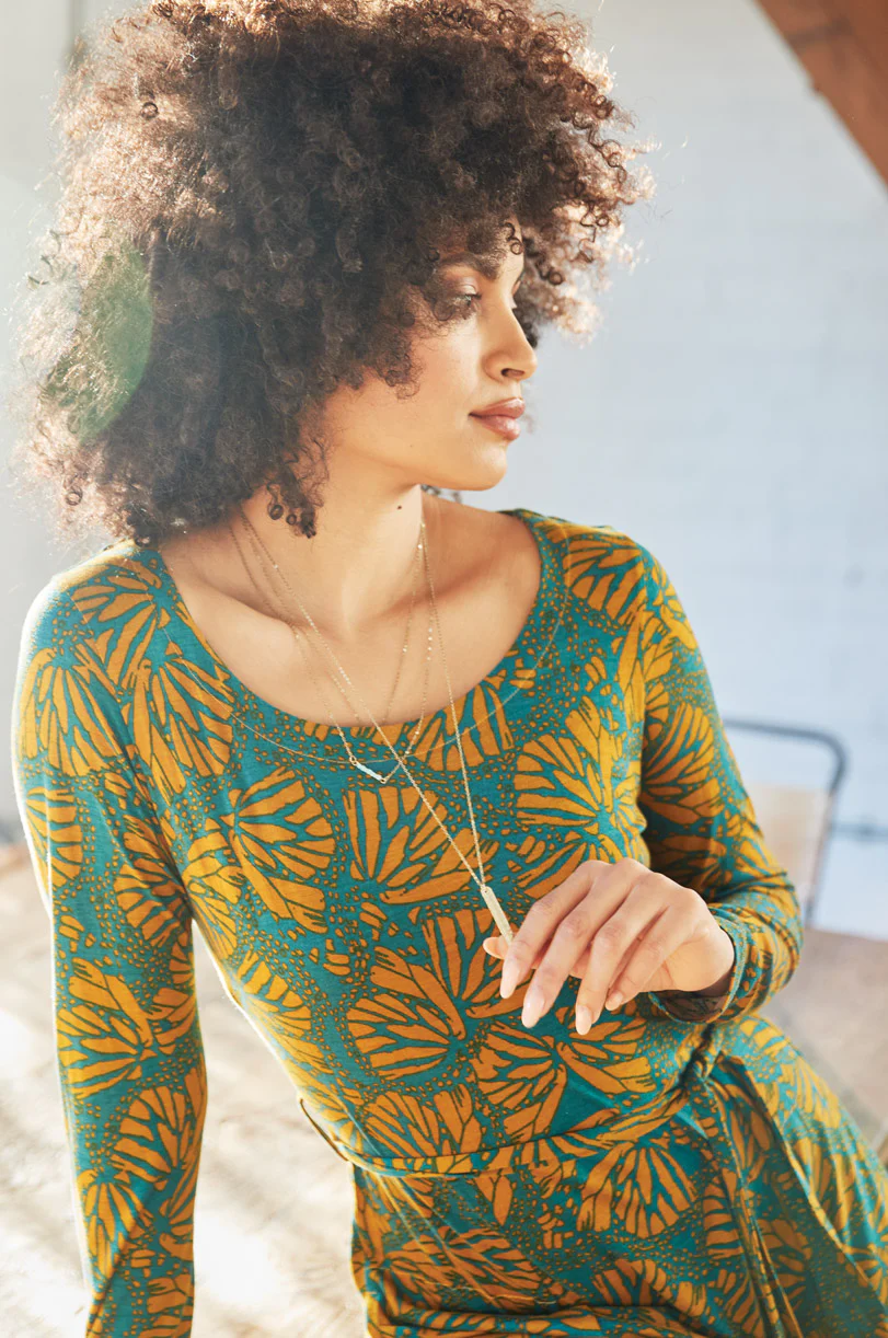 Ecovero Printed Tie Belt Midi Dress - Image 5