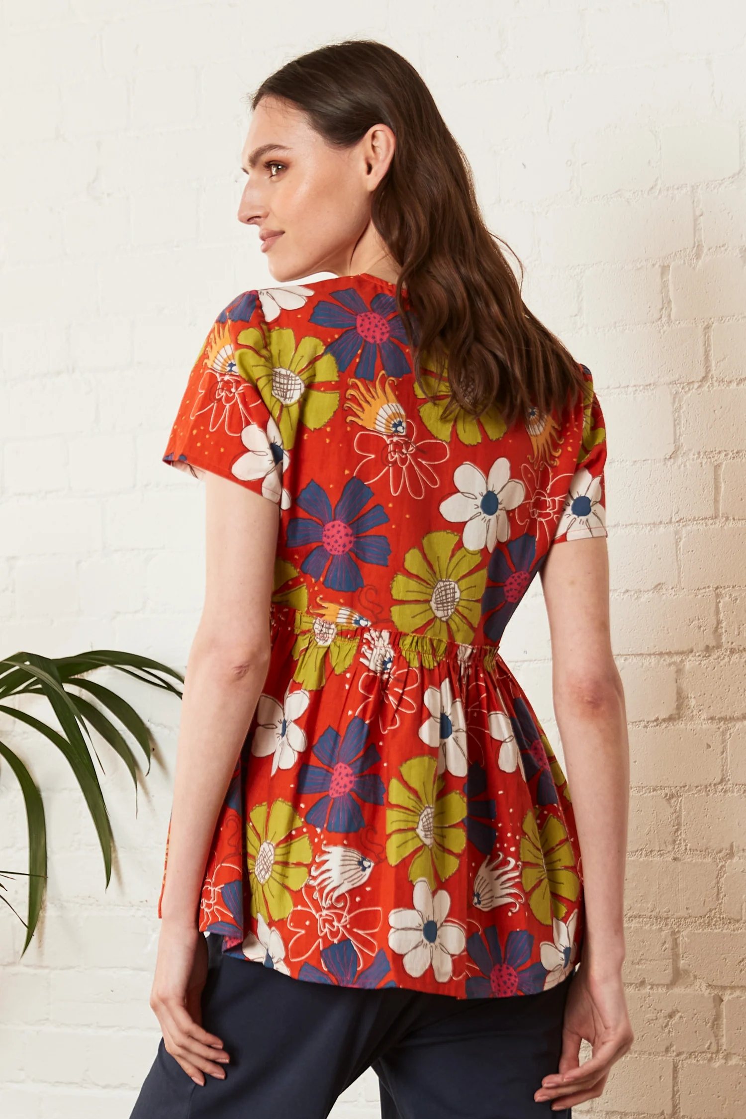 Jazmin Cotton Poplin Gathered Top - Image 4