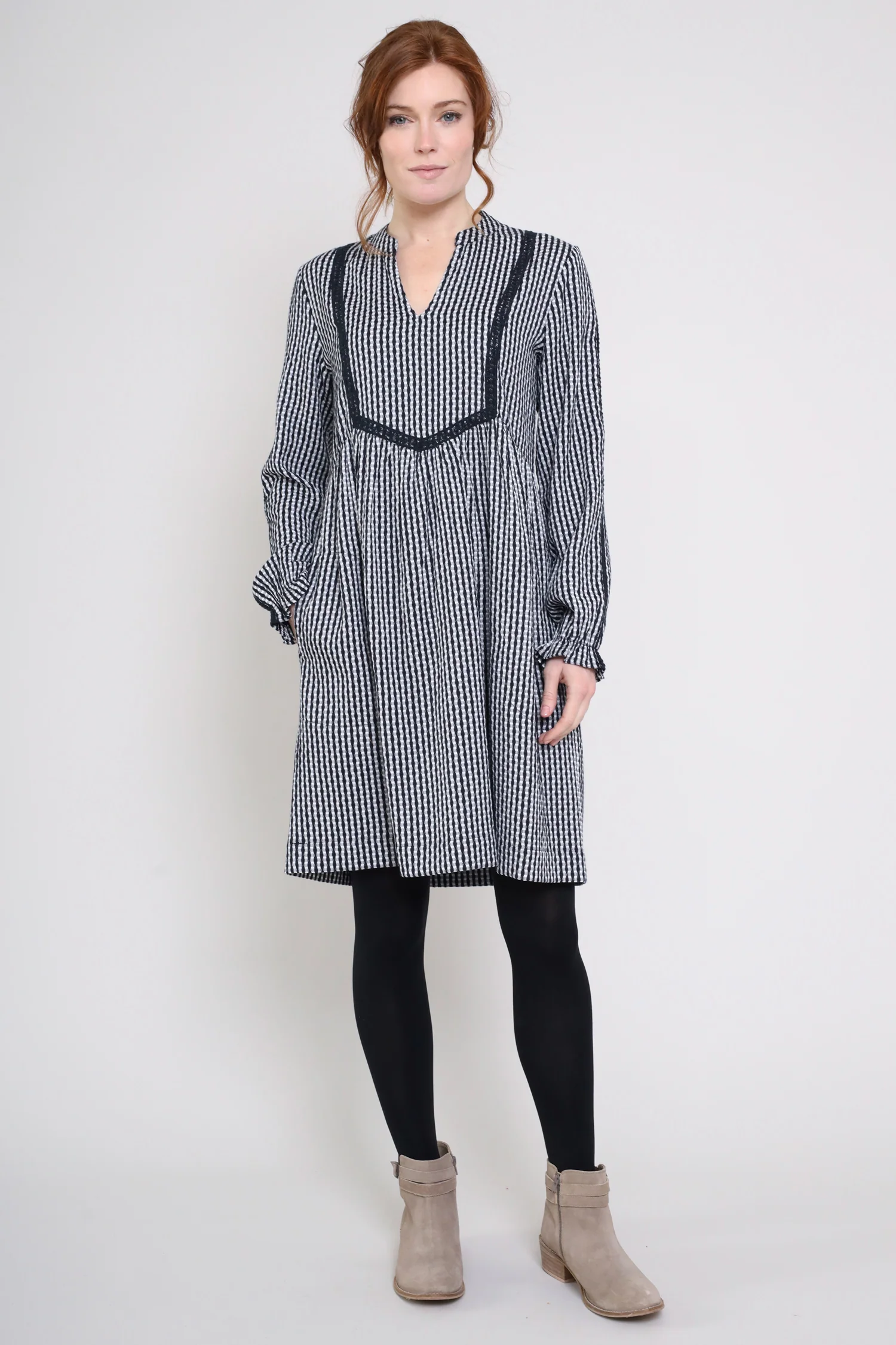 Cotton Gathered Tunic Dress - Image 3