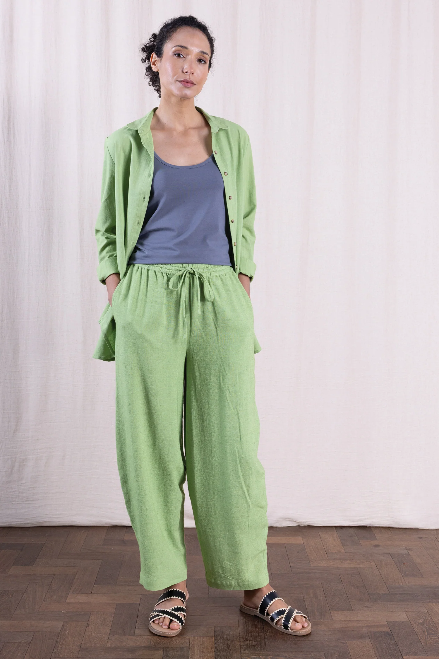 SS26 Cotton Elastic Waist Bubble Trouser - Pistachio - Image 2