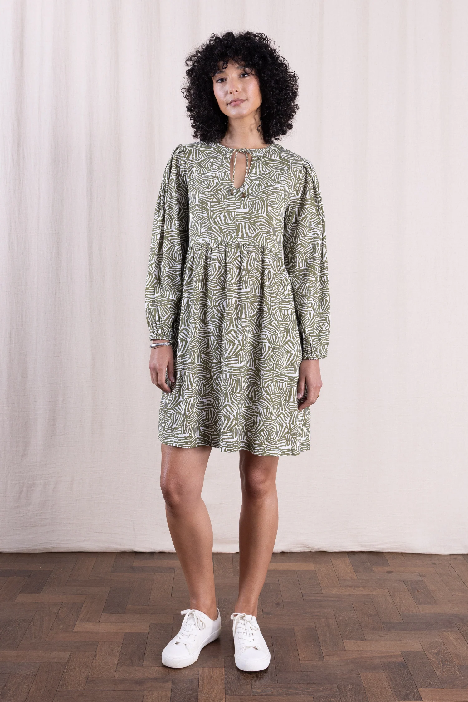 SS26 Ecovero Pleat Shoulder Tunic Dress - Verdant - Image 4
