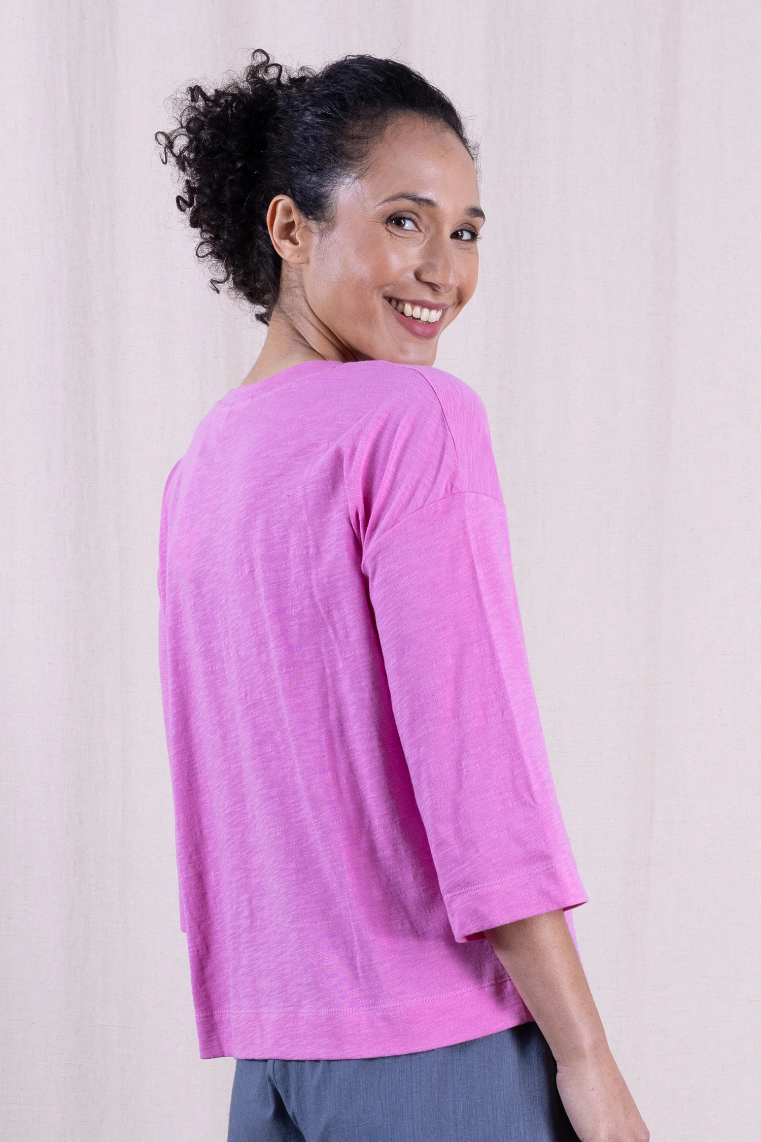 SS26 GOTS Organic Cotton 3/4 Sleeve Top - Orchid - Image 3