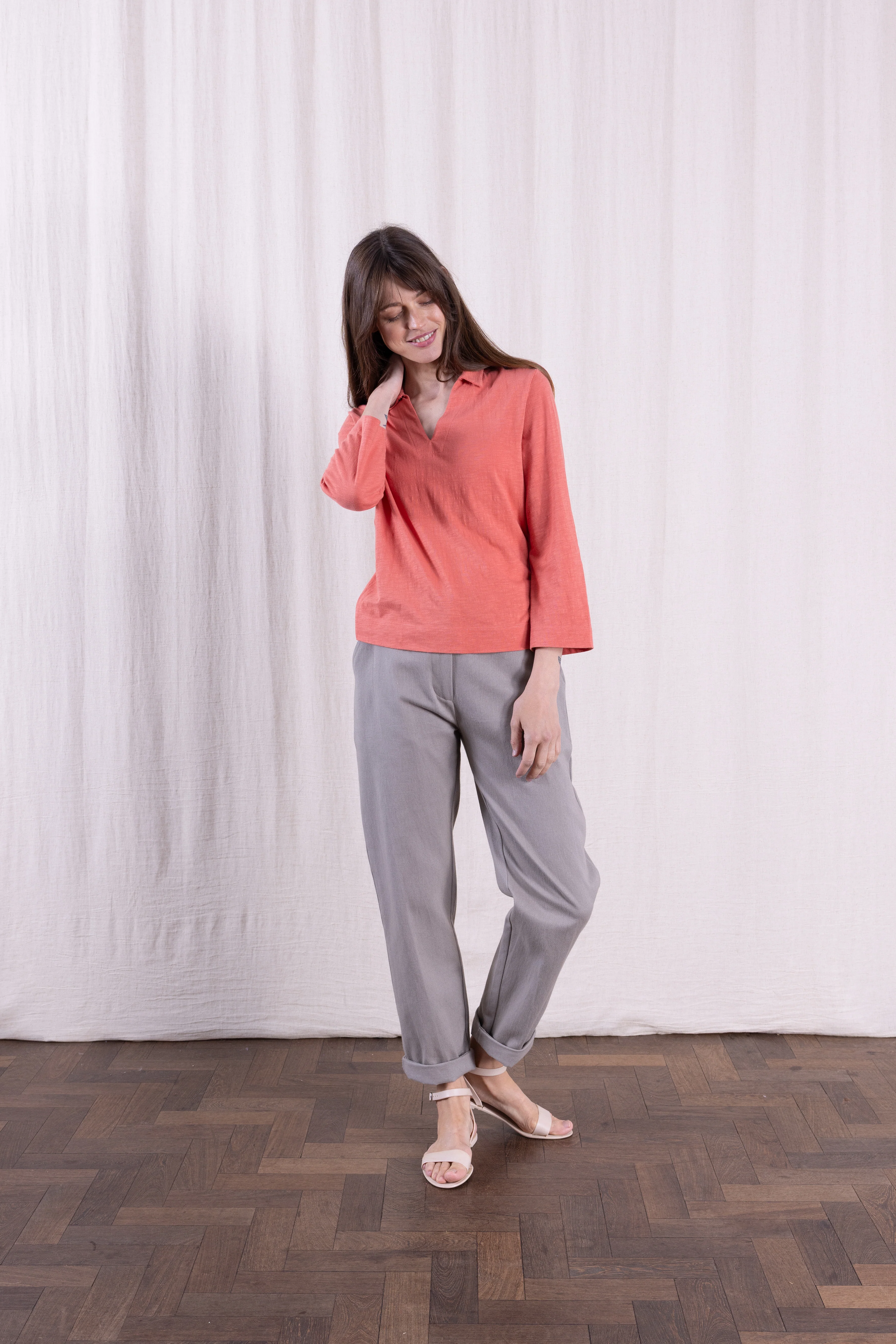 SS26 GOTS Organic Cotton Easy Collar Top - Tulip - Image 3