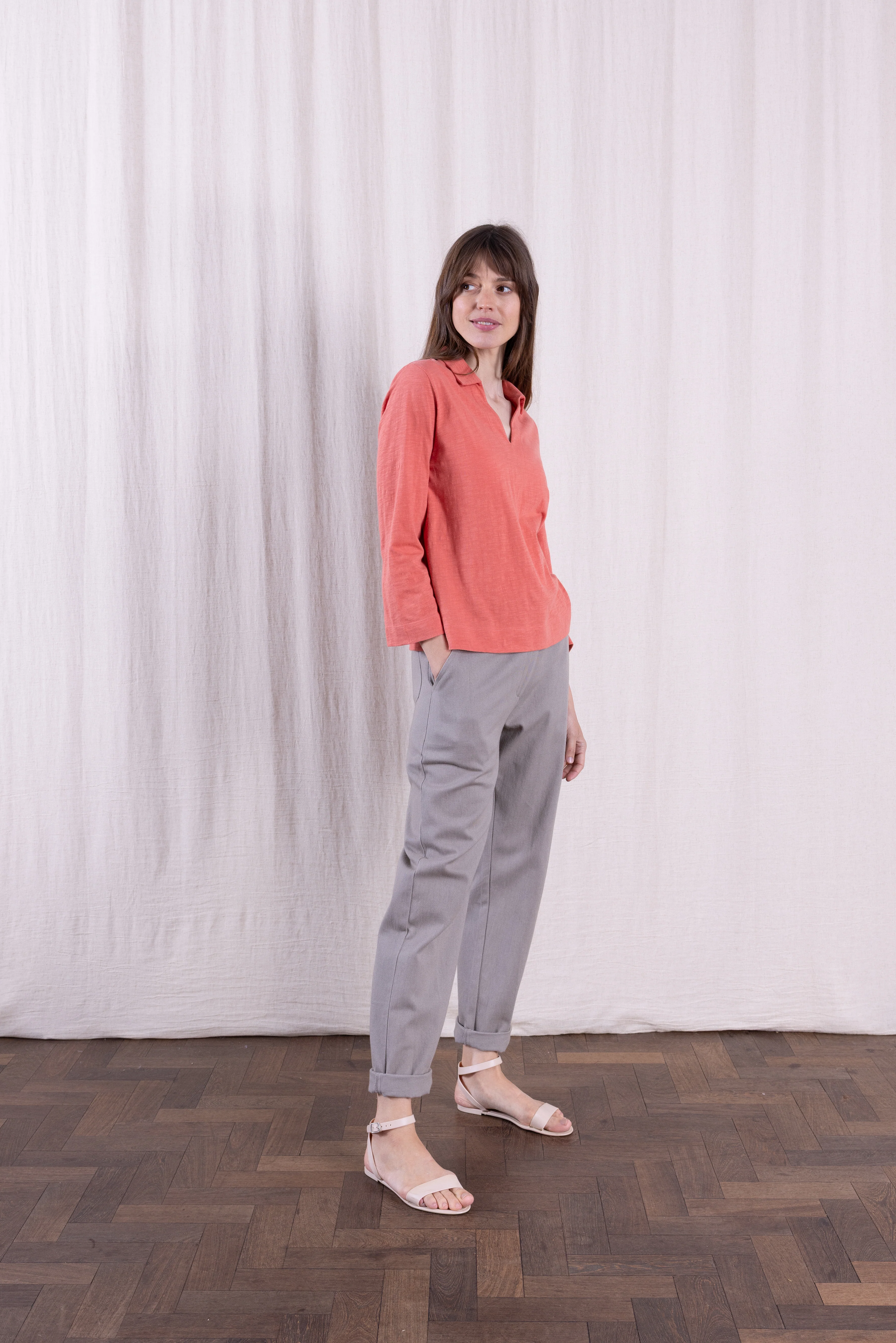 SS26 GOTS Organic Cotton Easy Collar Top - Tulip - Image 6